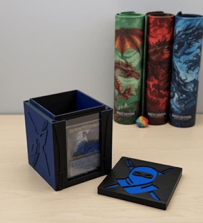MTG EDH Deck Box | Ninja Theme Deck Box  Commander Showcase Display Slot with Toploader | Magnetic Top Fantasy Gaming Cards Organizer