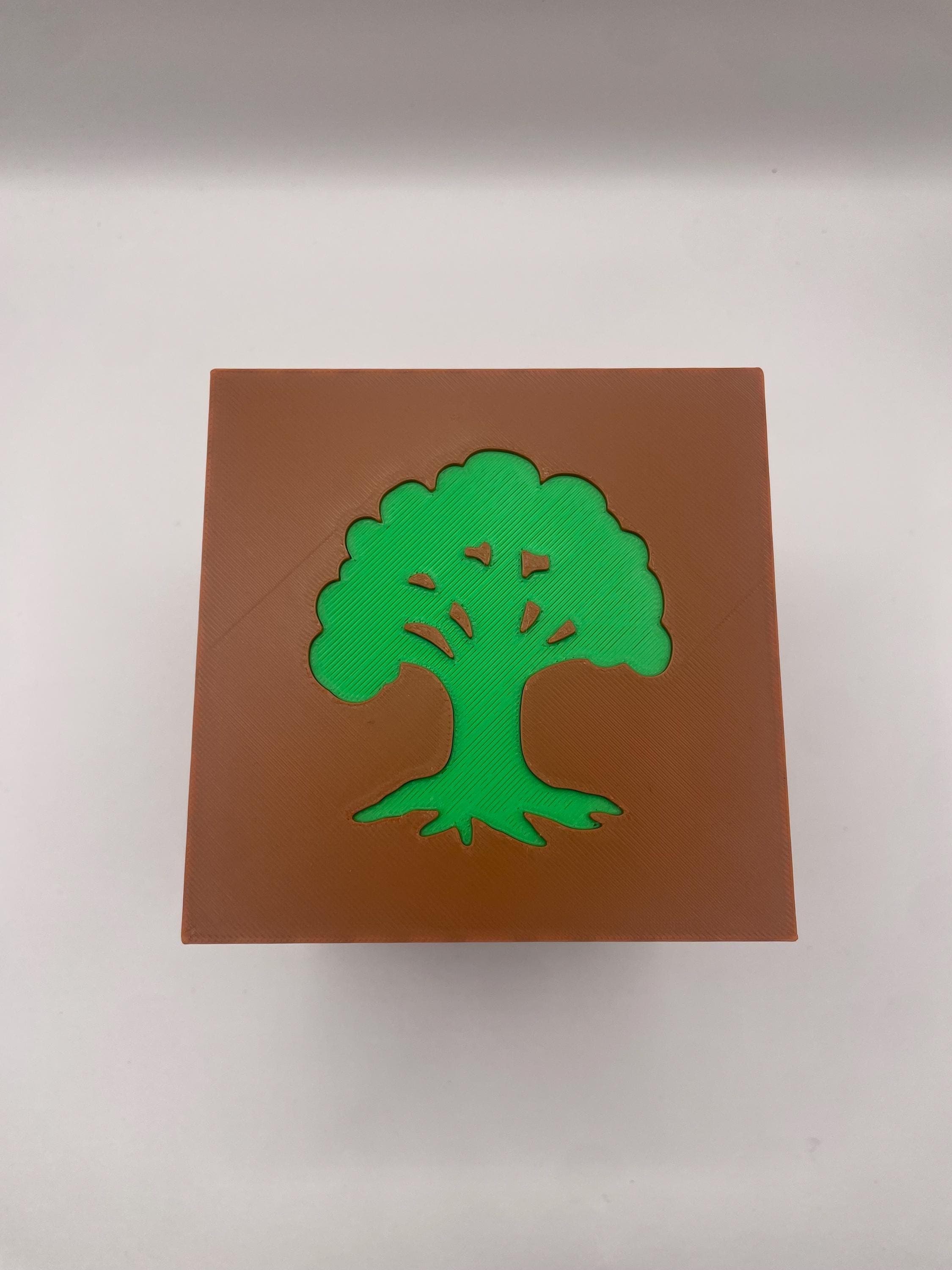 MTG Inspired Deck Box - 3D Printed - Wood Bark Pattern - Landfall Commander Case - Forest Green Mana Card Storage With Magnetic Lid - image 5
