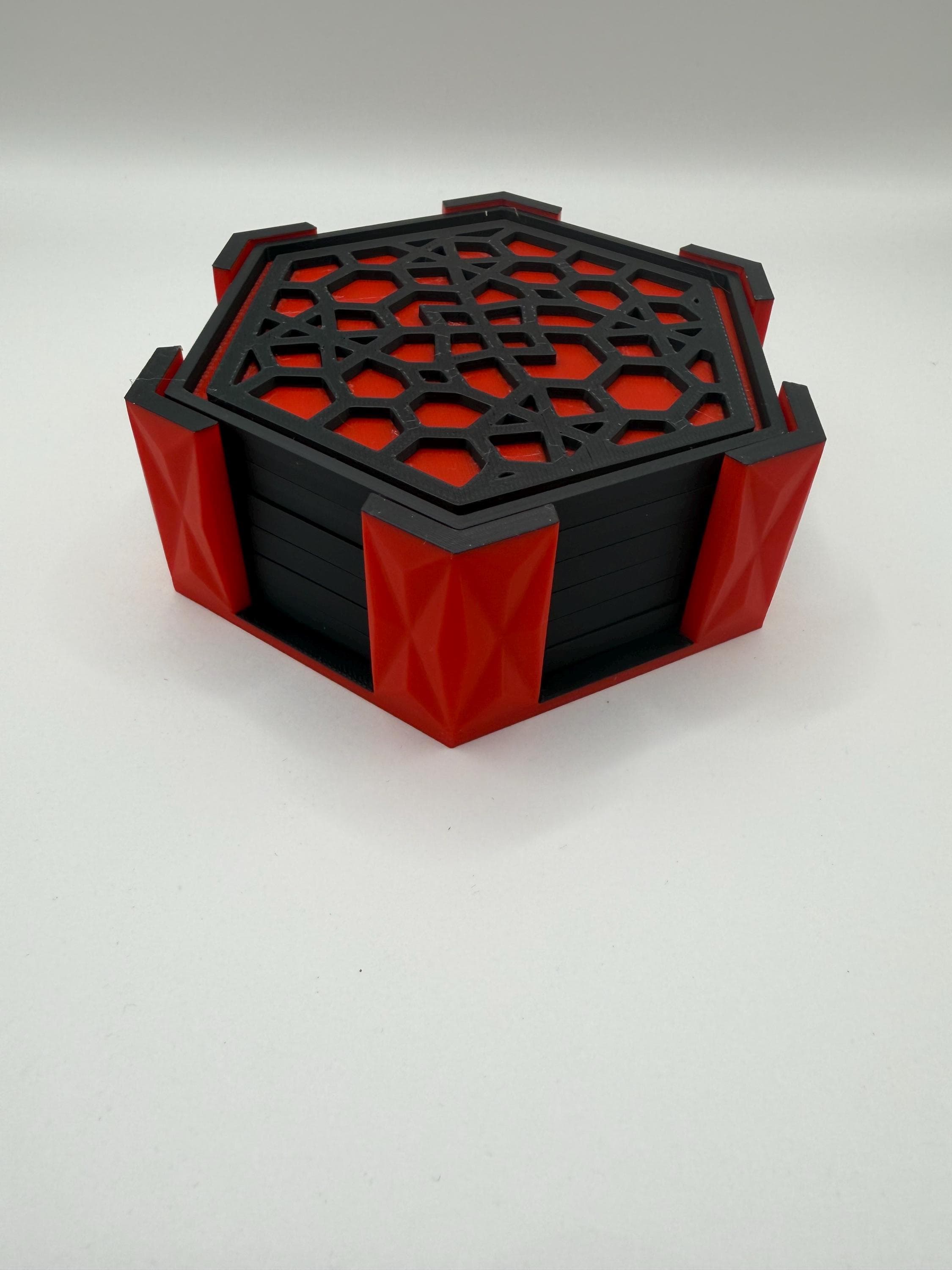 3D Printed Kumiko Coaster Set with Holder | Japanese Geometric Pattern Drink Mats | Hexagon Coasters | Housewarming Gift | Table Decor - image 4
