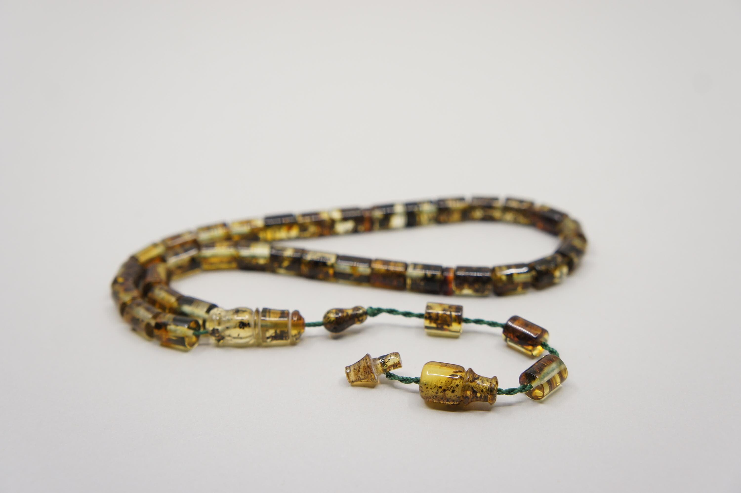 Islamic Natural Baltic Amber Prayer 33 Capsule Beads, Handmade Muslim Tasbih Misbaha Rosary #2310 - image 3