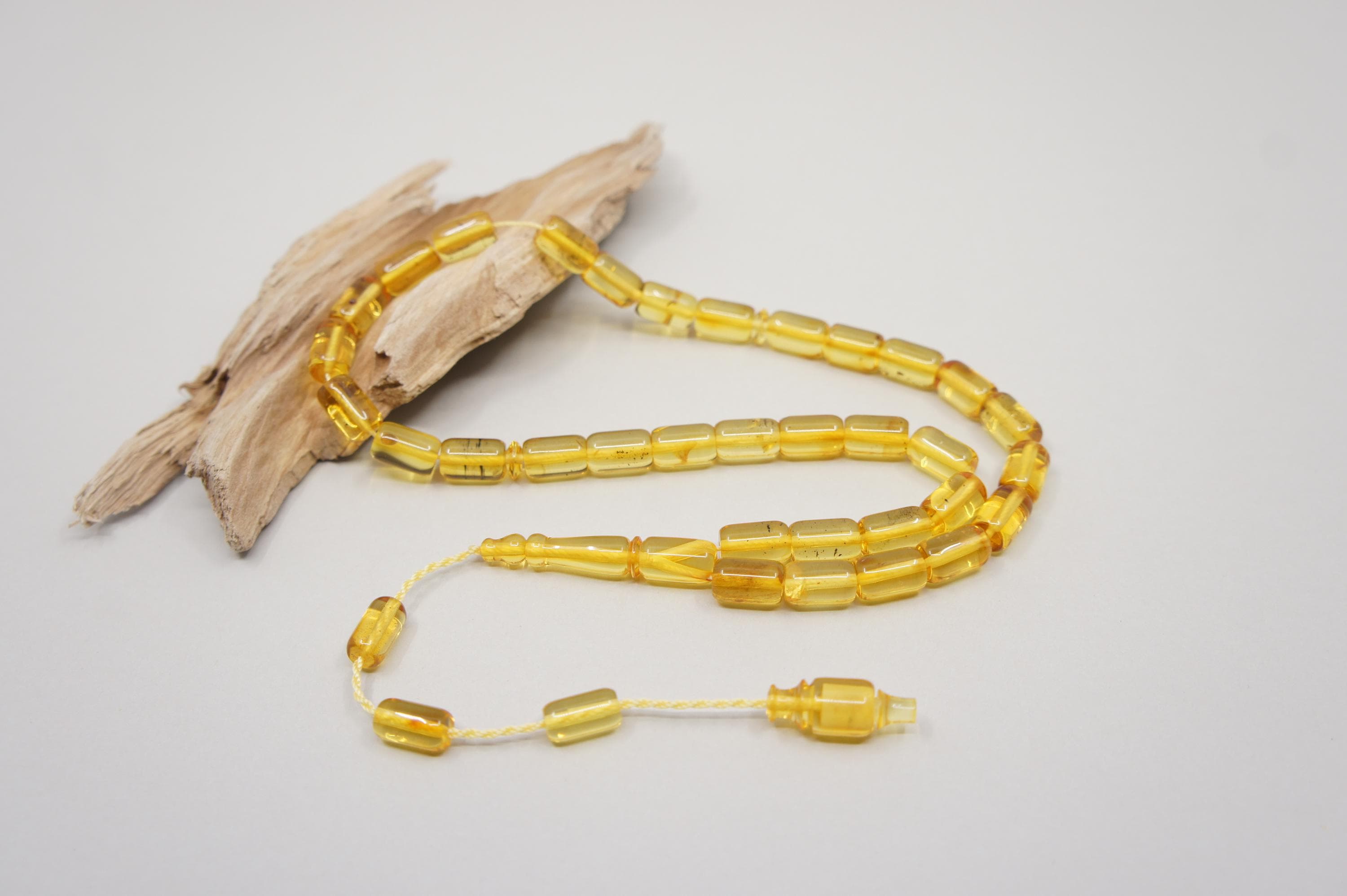 Islamic Natural Baltic Amber Prayer 33 Capsule Beads, Muslim Tasbih Misbaha, Handmade Rosary #2161