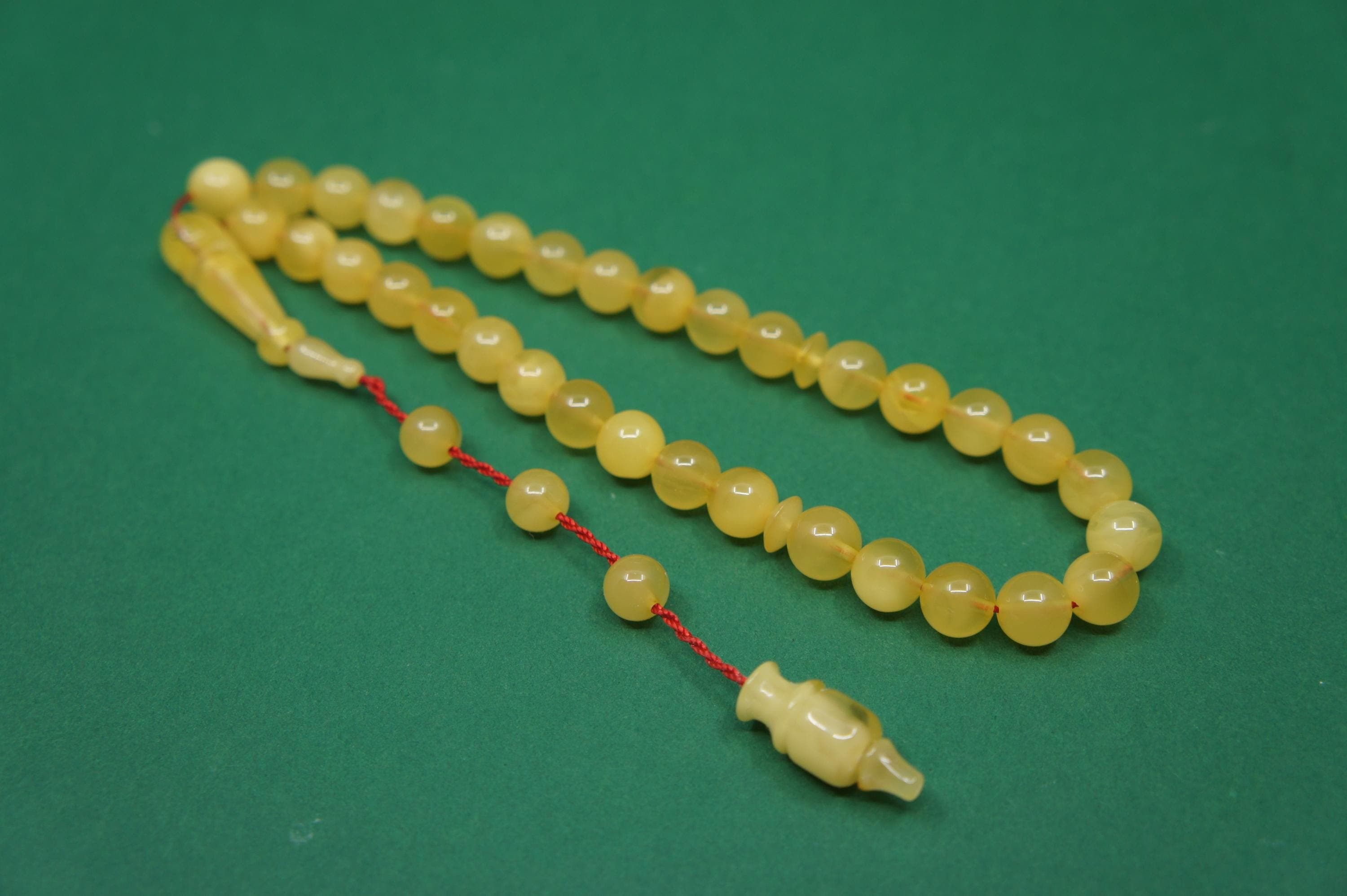 Islamic Natural Baltic Amber Prayer 33 Round Beads, Muslim Tasbih Misbaha, Handmade Rosary #1960 - image 4