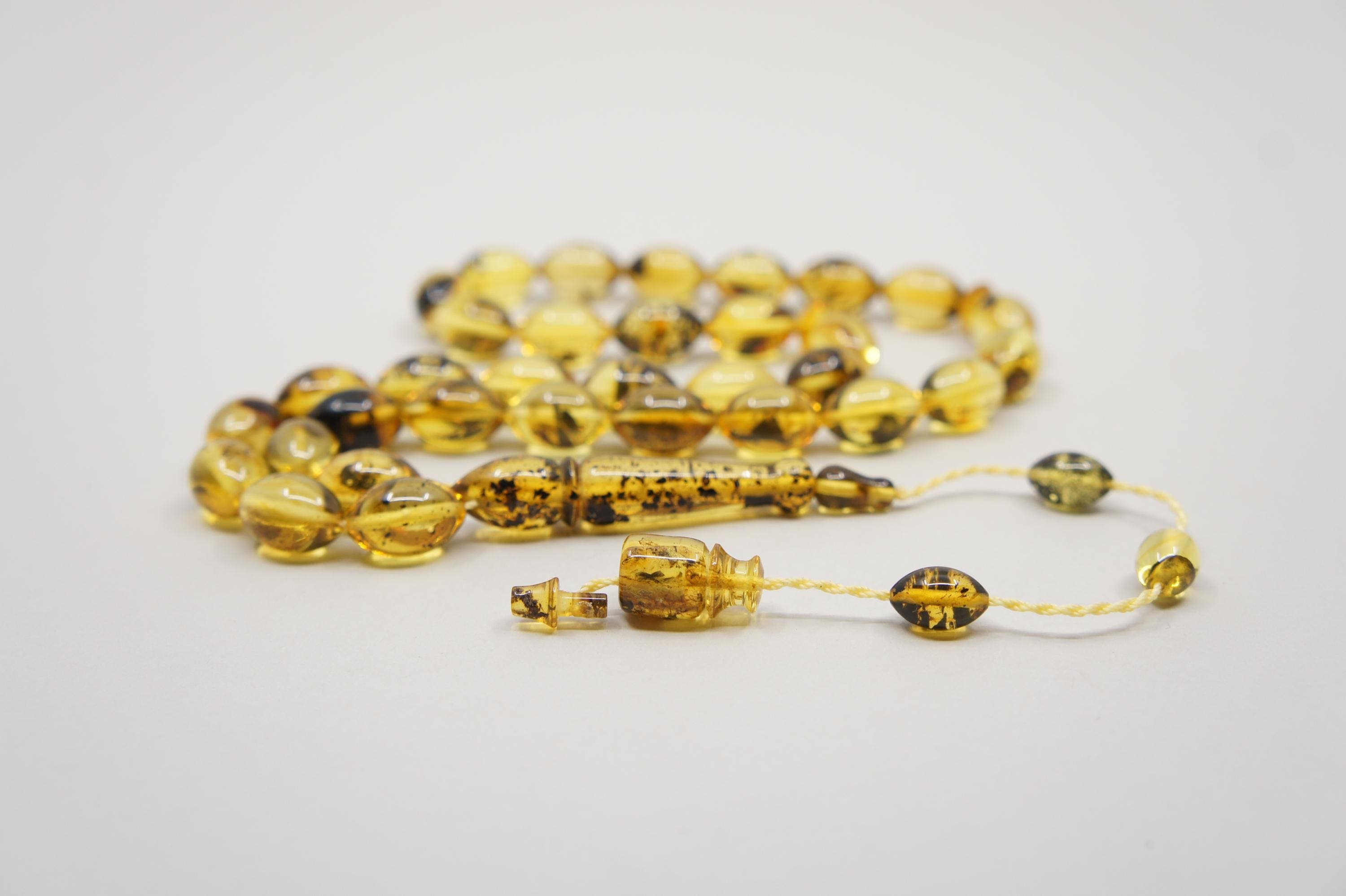 Islamic Natural Baltic Amber Prayer 33 Olive Beads, Muslim Tasbih Misbaha, Handmade Rosary #1743 - image 3