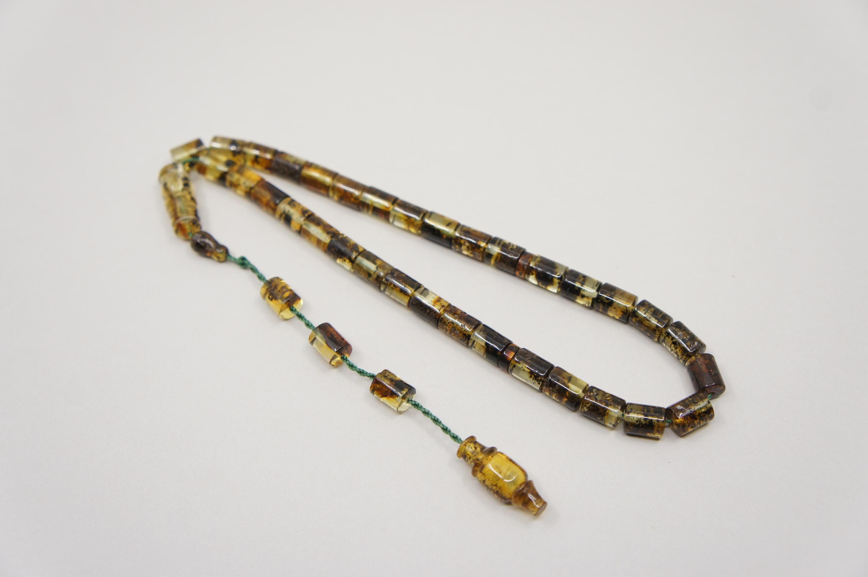 Islamic Natural Baltic Amber Prayer 33 Capsule Beads, Handmade Muslim Tasbih Misbaha Rosary #2310 - image 4