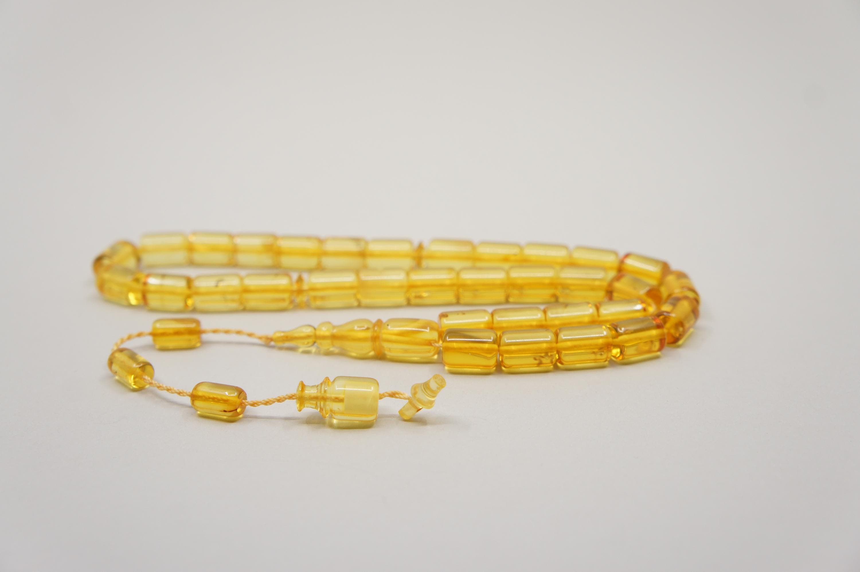 Islamic Natural Baltic Amber Prayer 33 Capsule Beads, Muslim Tasbih Misbaha, Handmade Rosary #2430 - image 3