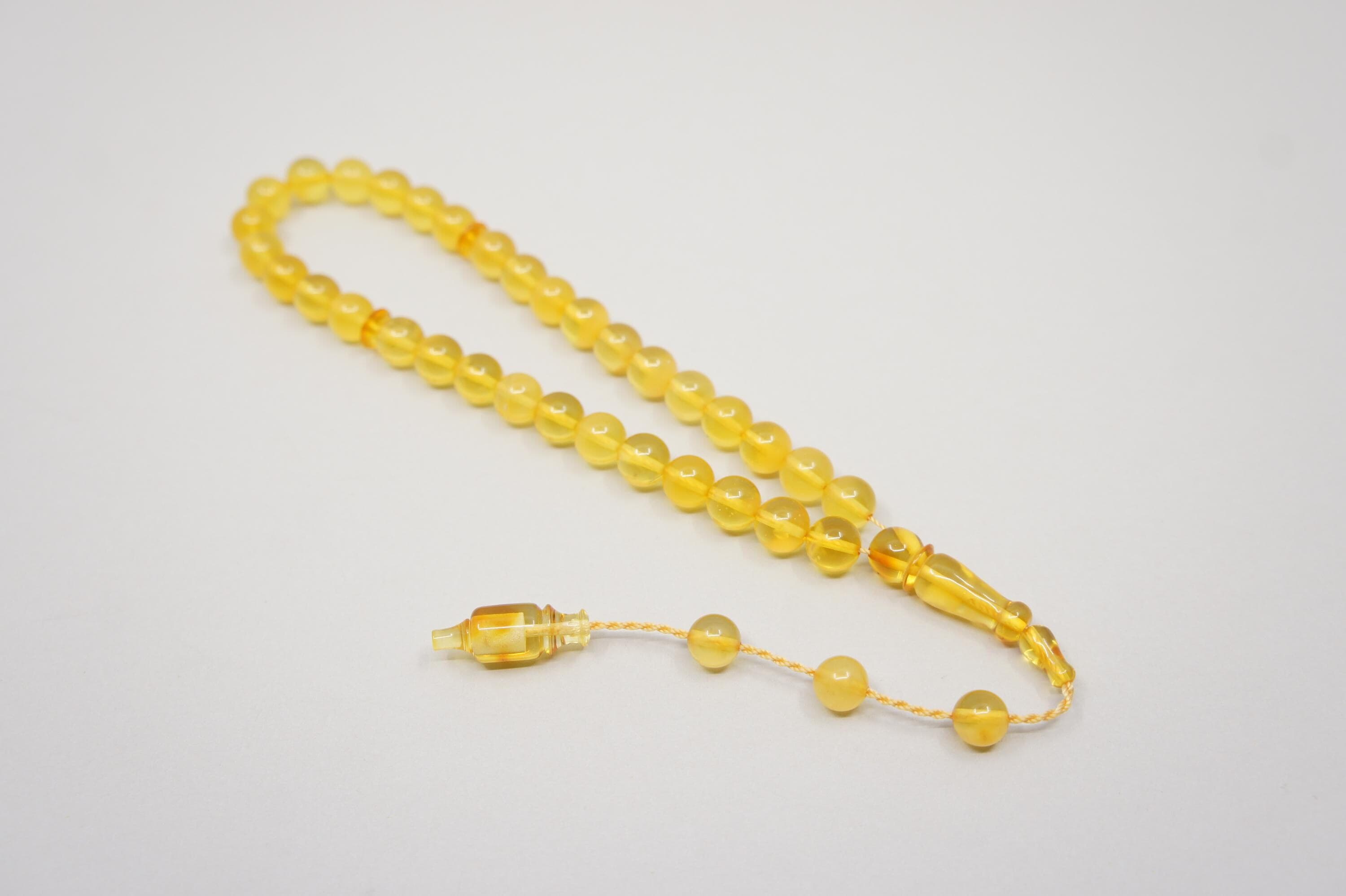 Islamic Natural Baltic Amber Prayer 33 Round Beads. Handmade Muslim Tasbih Misbaha Rosary #2062 - image 4