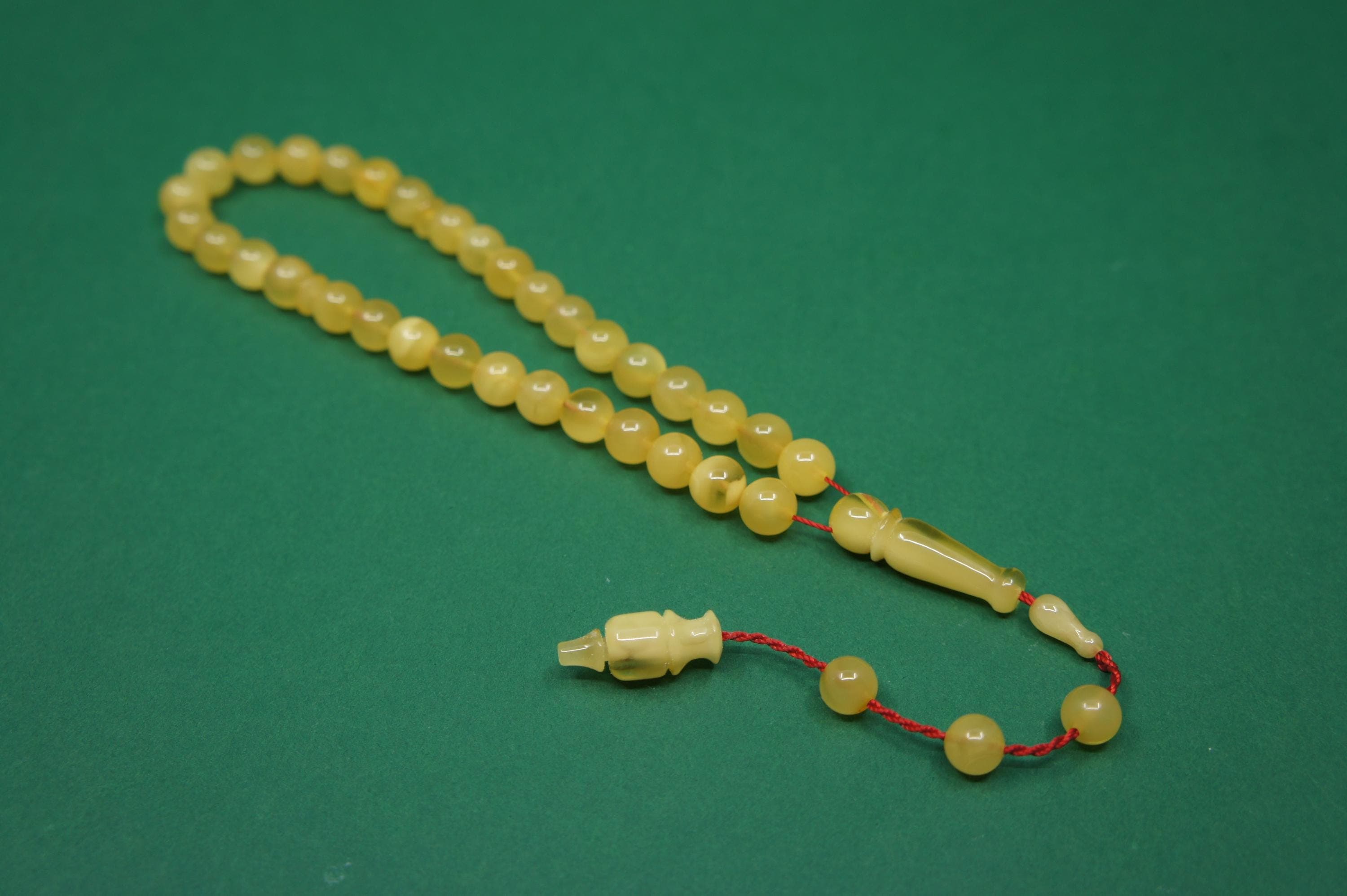 Islamic Natural Baltic Amber Prayer 33 Round Beads, Muslim Tasbih Misbaha, Handmade Rosary #1960 - image 5