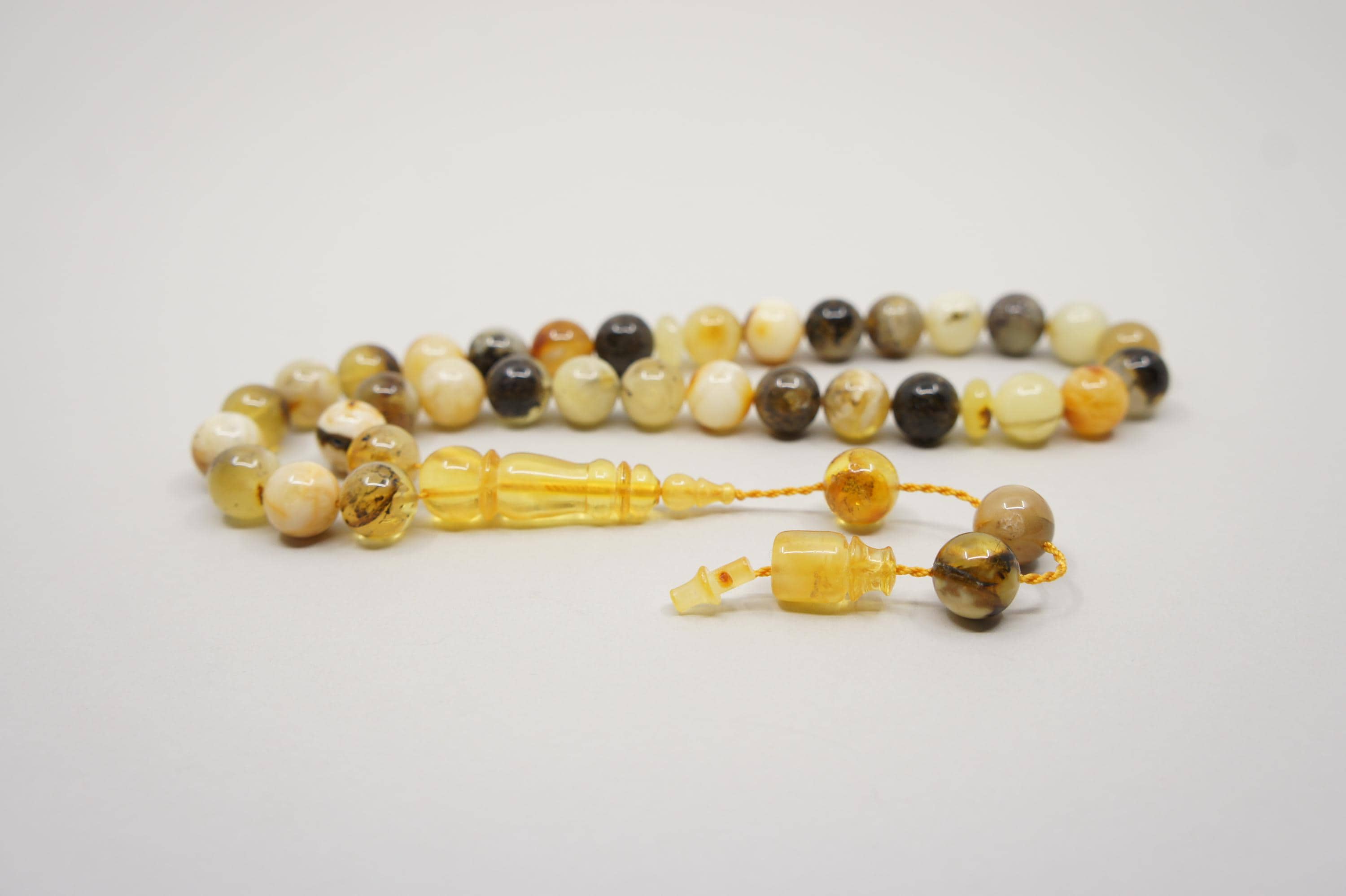 Islamic natural Amber Prayer 33 Round Beads, Muslim Tasbih Misbaha, Handmade Rosary #1746 - image 3