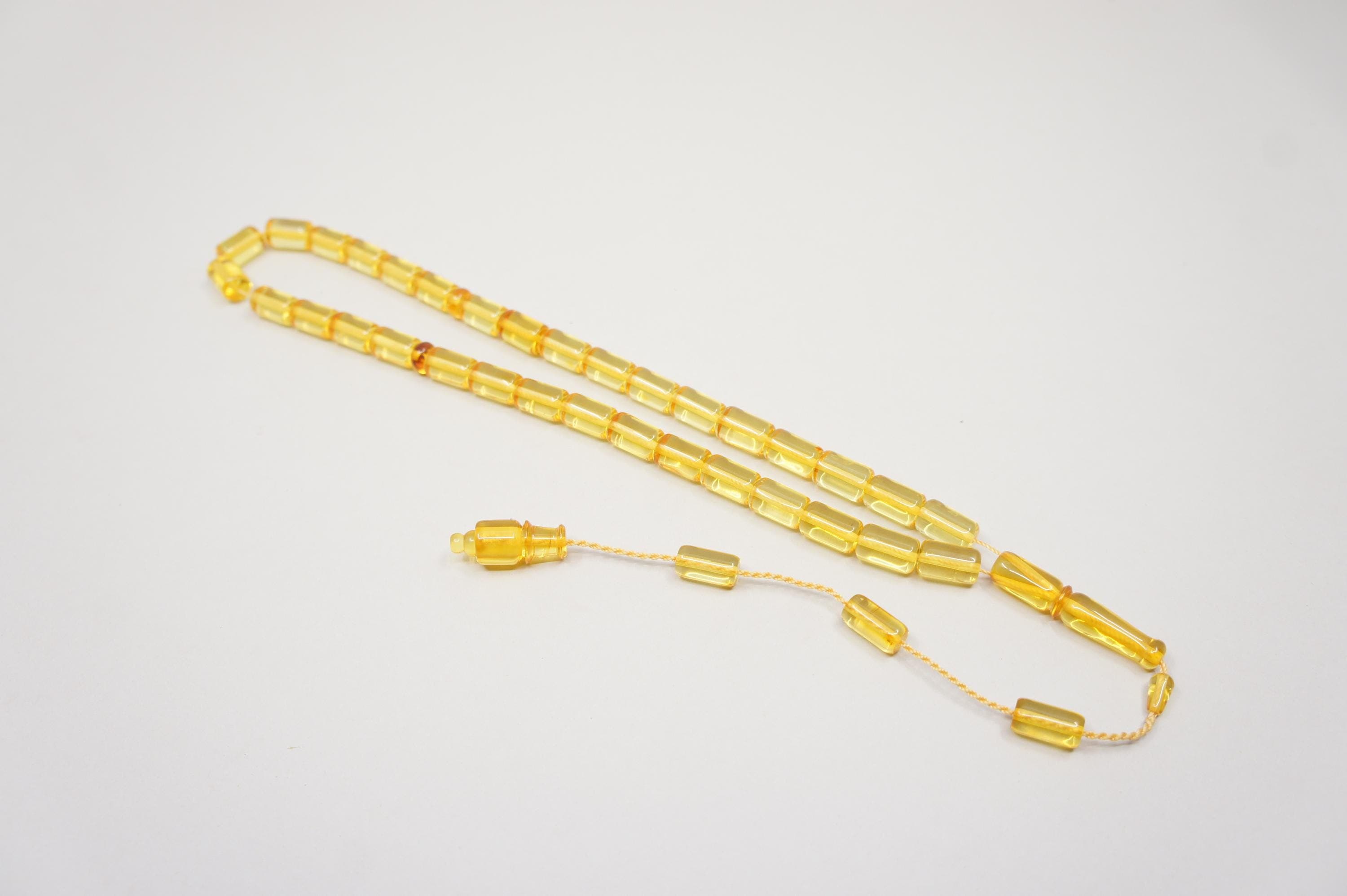 Islamic Baltic Amber Prayer 33 Capsule Beads: Handmade Muslim Tasbih Misbaha Rosary #2208 - image 4
