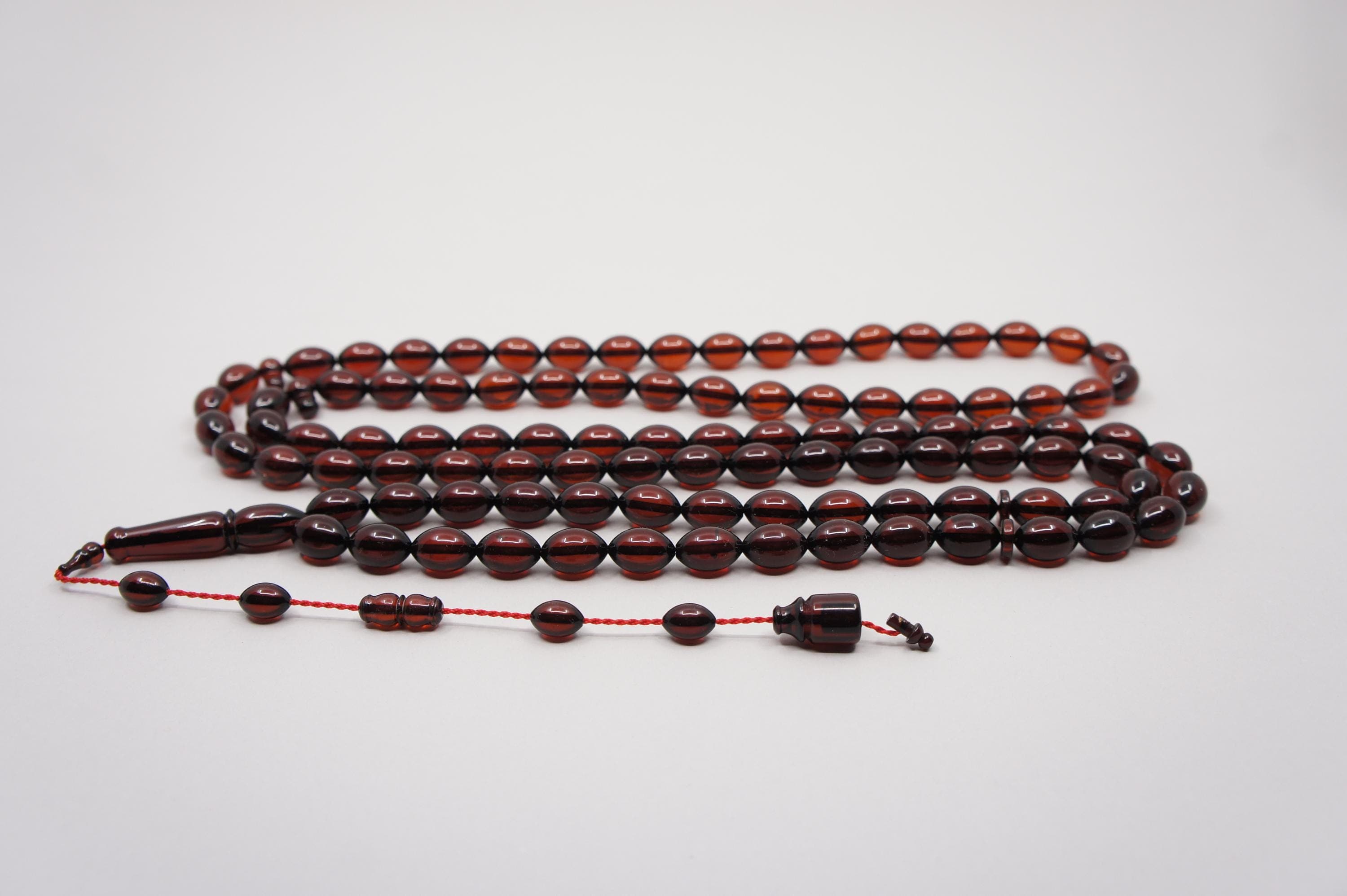 Islamic Natural Baltic Amber Prayer 99 Olive Beads, Muslim Tasbih Misbaha, Handmade Rosary #1986 - image 3