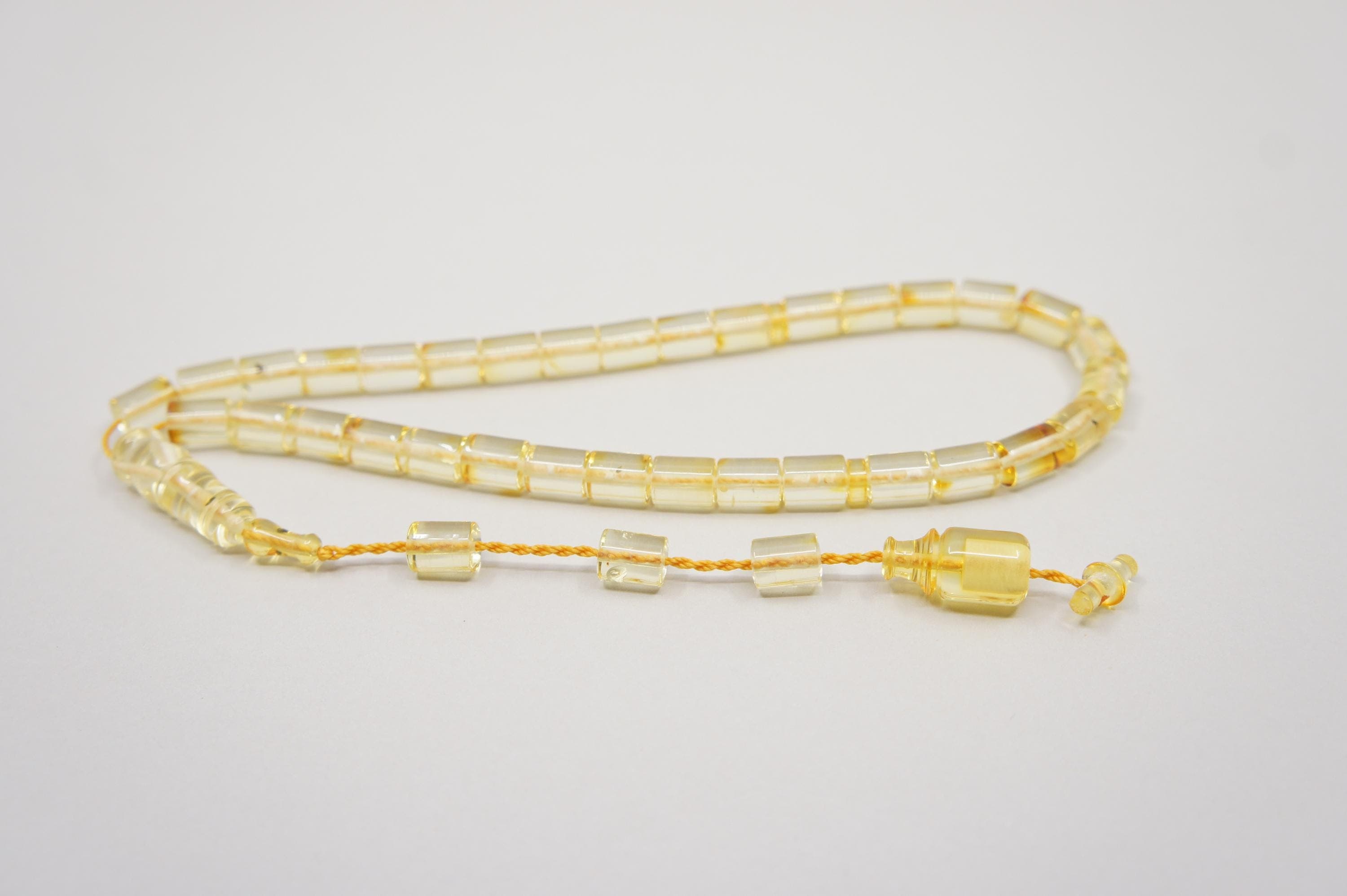 Islamic Natural Baltic Amber Prayer 33 Capsule Beads, Handmade, Muslim Tasbih Misbaha Rosary #2386 - image 3