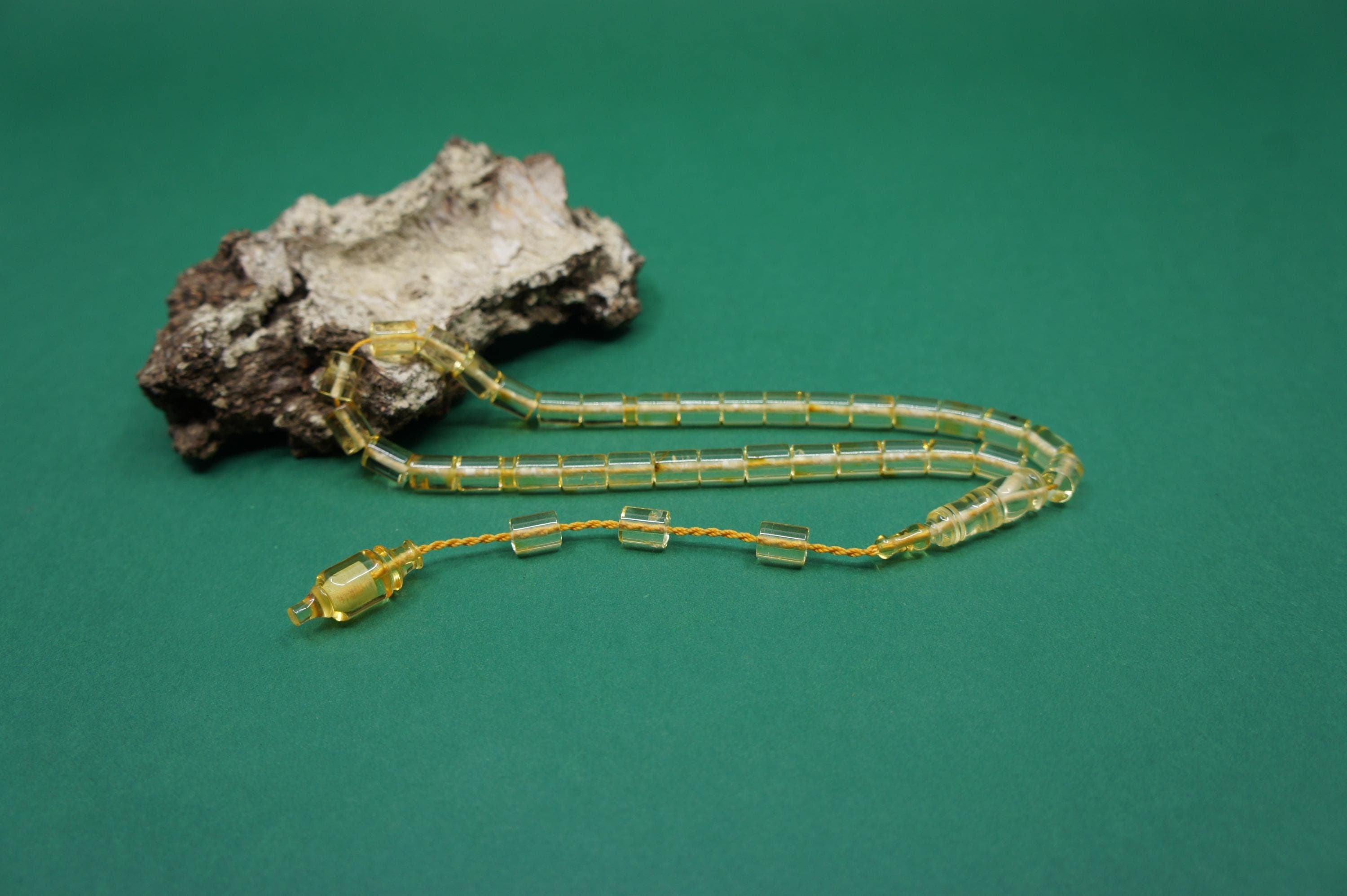 Islamic Natural Baltic Amber Prayer 33 Capsule Beads, Handmade, Muslim Tasbih Misbaha Rosary #2386