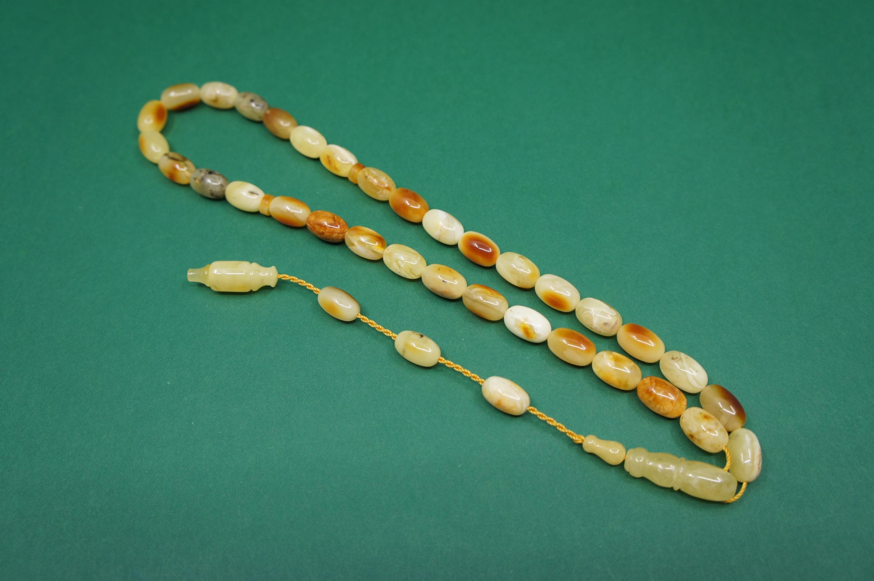 Islamic Natural Baltic Amber Prayer 33 Olive Beads, Handmade, Muslim Tasbih Misbaha Rosary #1990 - image 5
