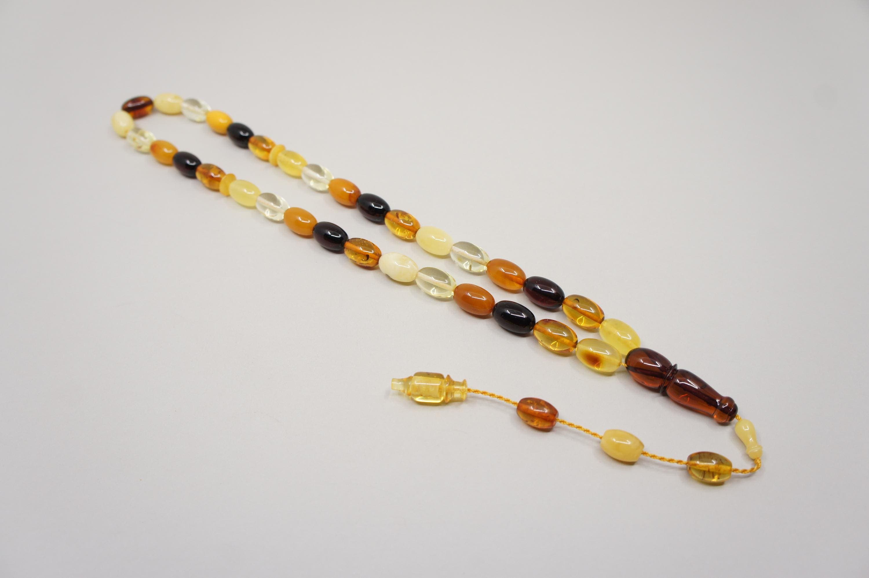 Natural Baltic Amber Islamic Prayer 33 Olive Beads, Muslim Tasbih Misbaha, Handmade Rosary #1785 - image 3