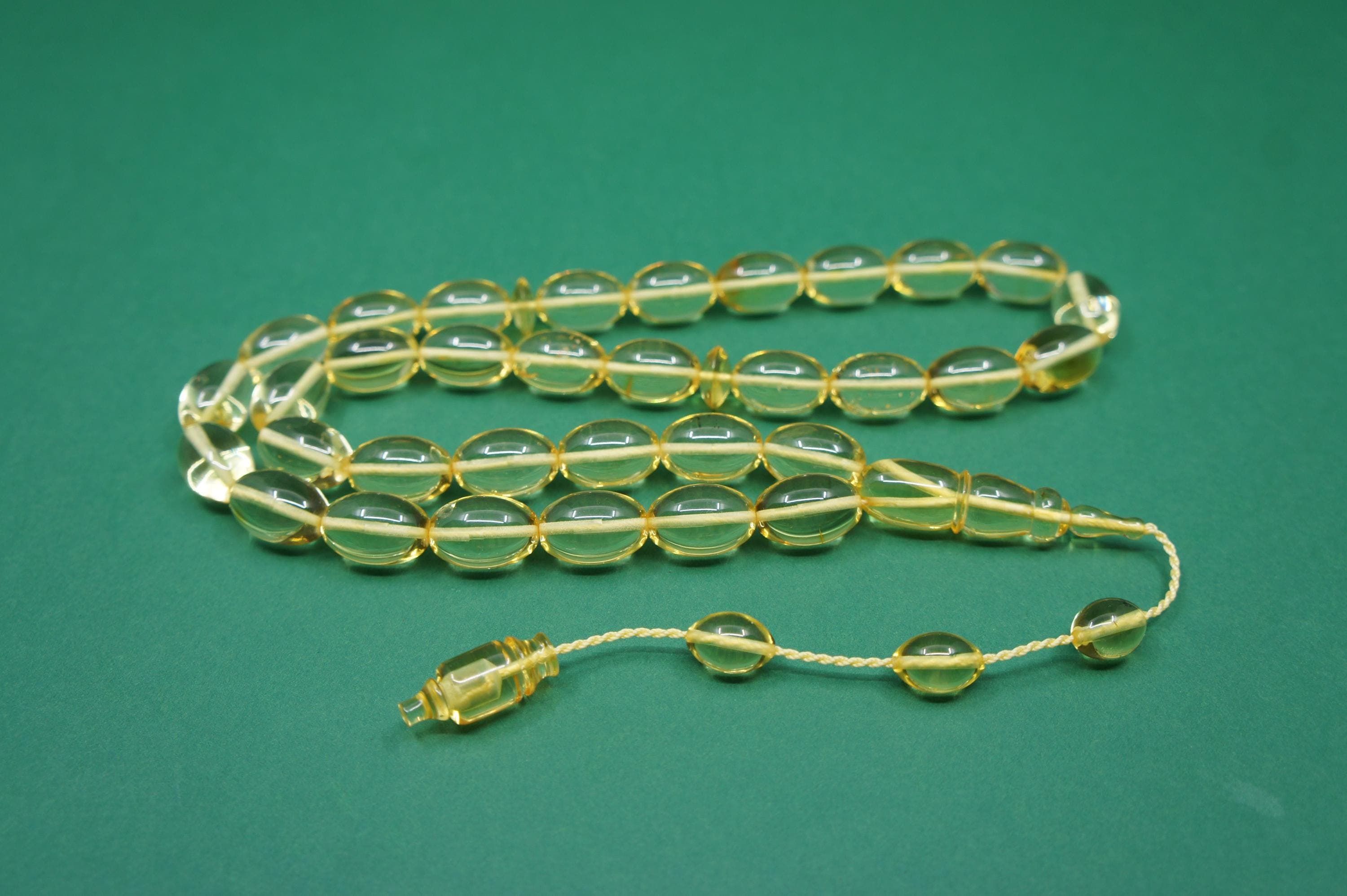 Islamic Baltic Amber Prayer 33 Olive Beads, Muslim Tasbih Misbaha Rosary, Handmade #2237 - image 3
