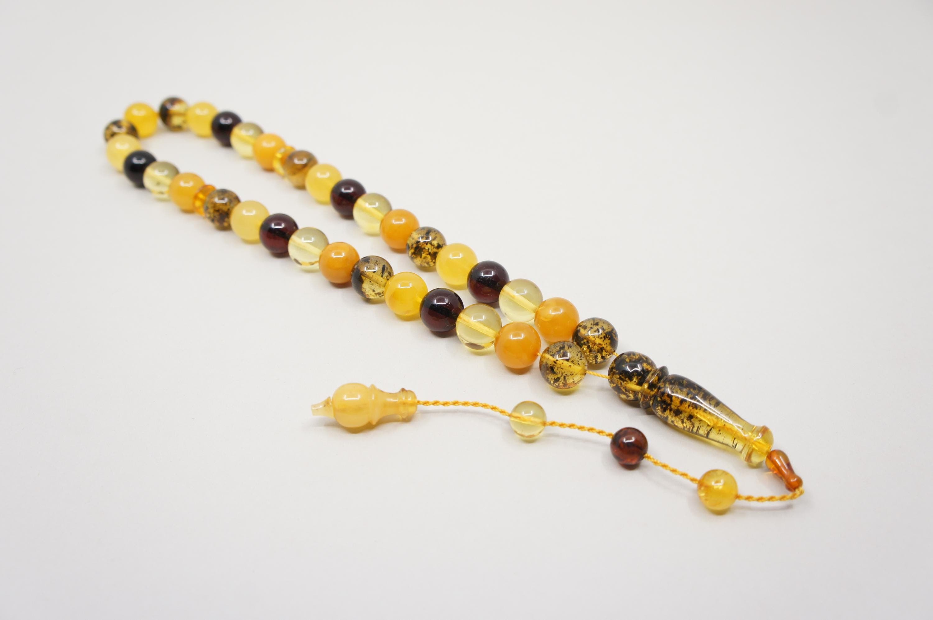 Islamic Baltic Amber Prayer 33 Round Beads, Muslim Tasbih Misbaha, Handmade Rosary #2242 - image 4