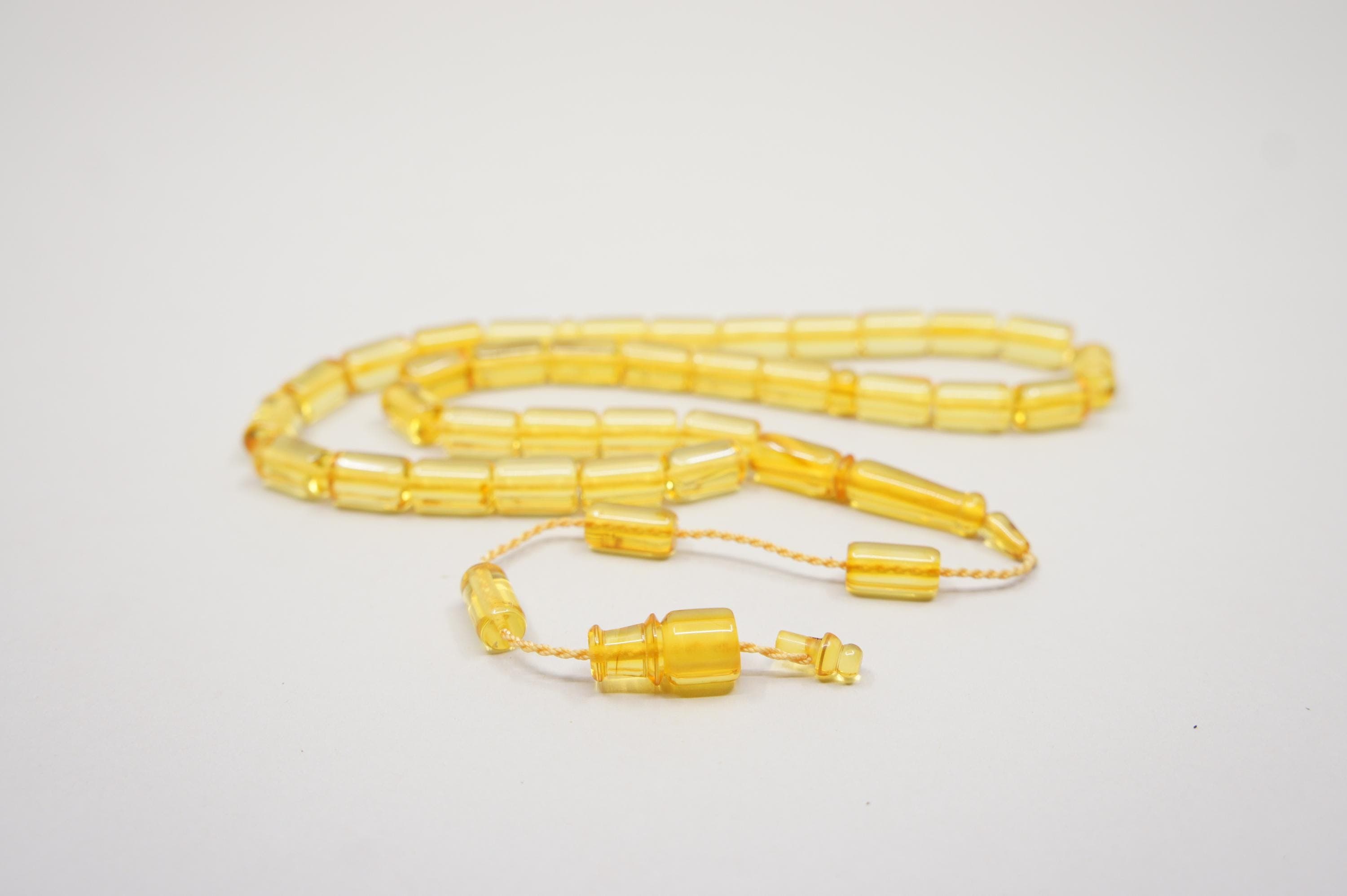 Islamic Baltic Amber Prayer 33 Capsule Beads: Handmade Muslim Tasbih Misbaha Rosary #2208 - image 3