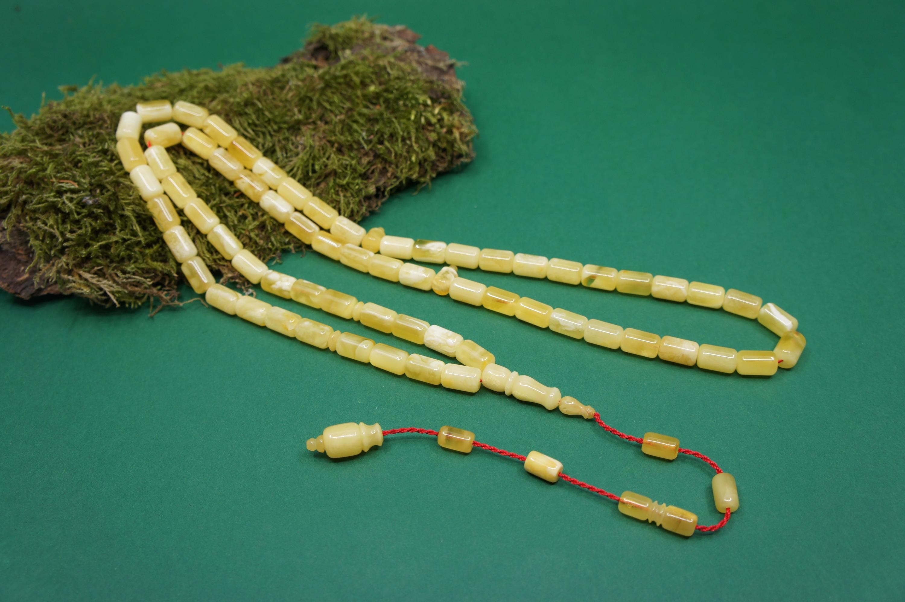 Islamic Natural Baltic Amber Prayer 66 Capsule Beads, Handmade, Muslim Tasbih Rosary #2302 - image 3