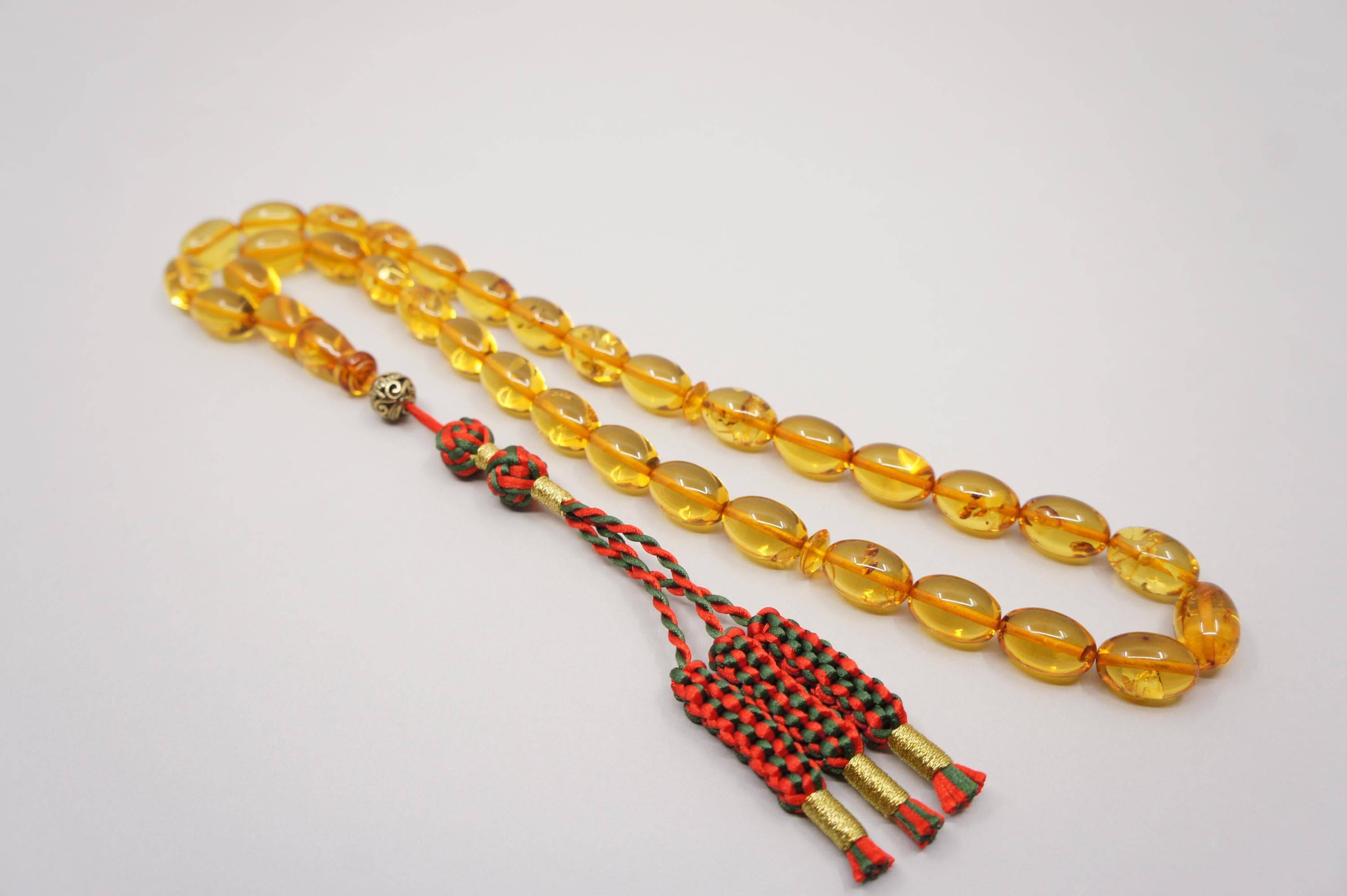 Islamic Natural Baltic Amber Prayer 33 Olive Beads, Muslim Tasbih Misbaha, Handmade Rosary #1991 - image 3