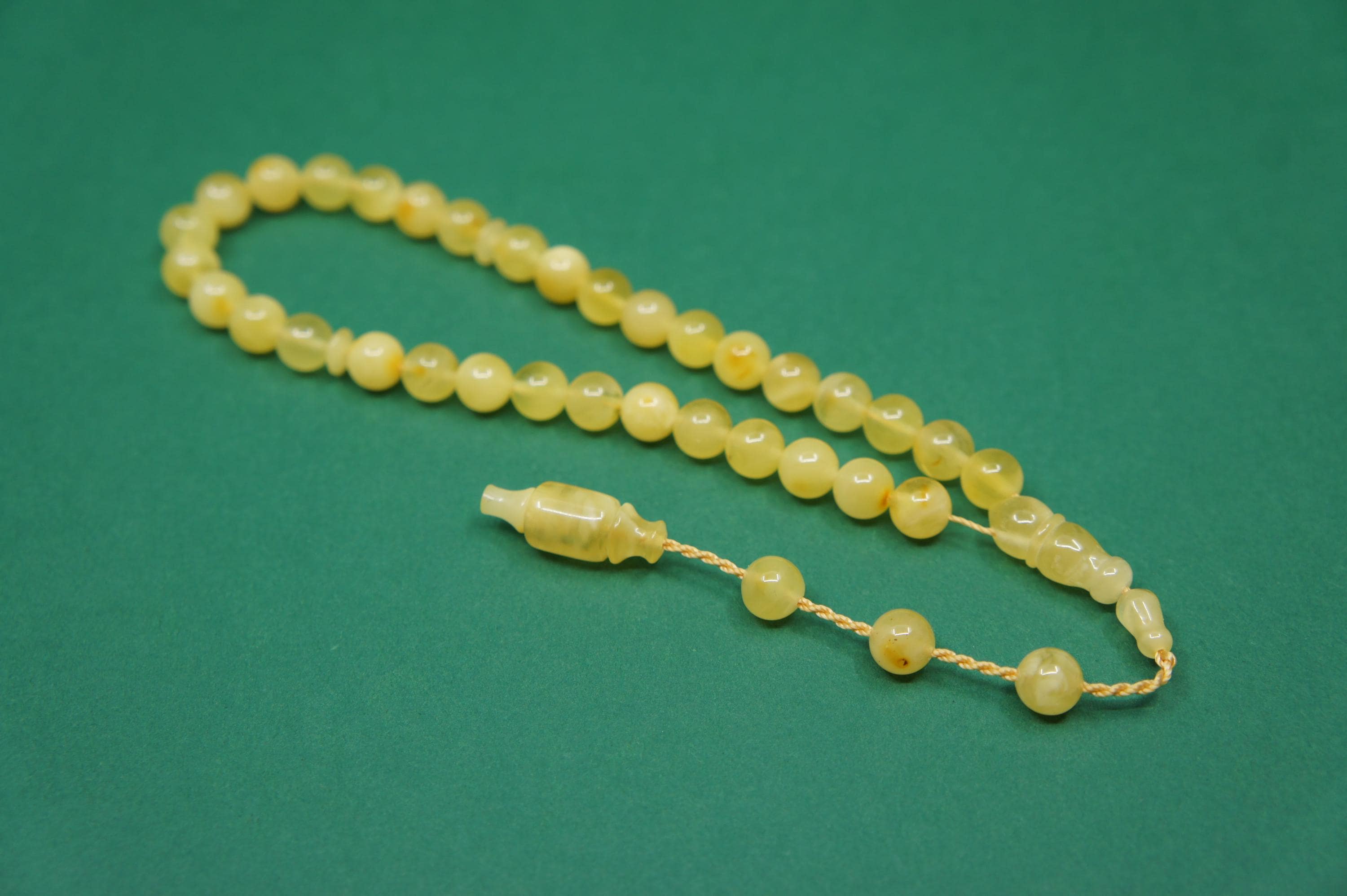 Islamic Natural Baltic Amber Prayer 33 Round Beads, Muslim Tasbih Misbaha, Handmade Rosary #2693 - image 4