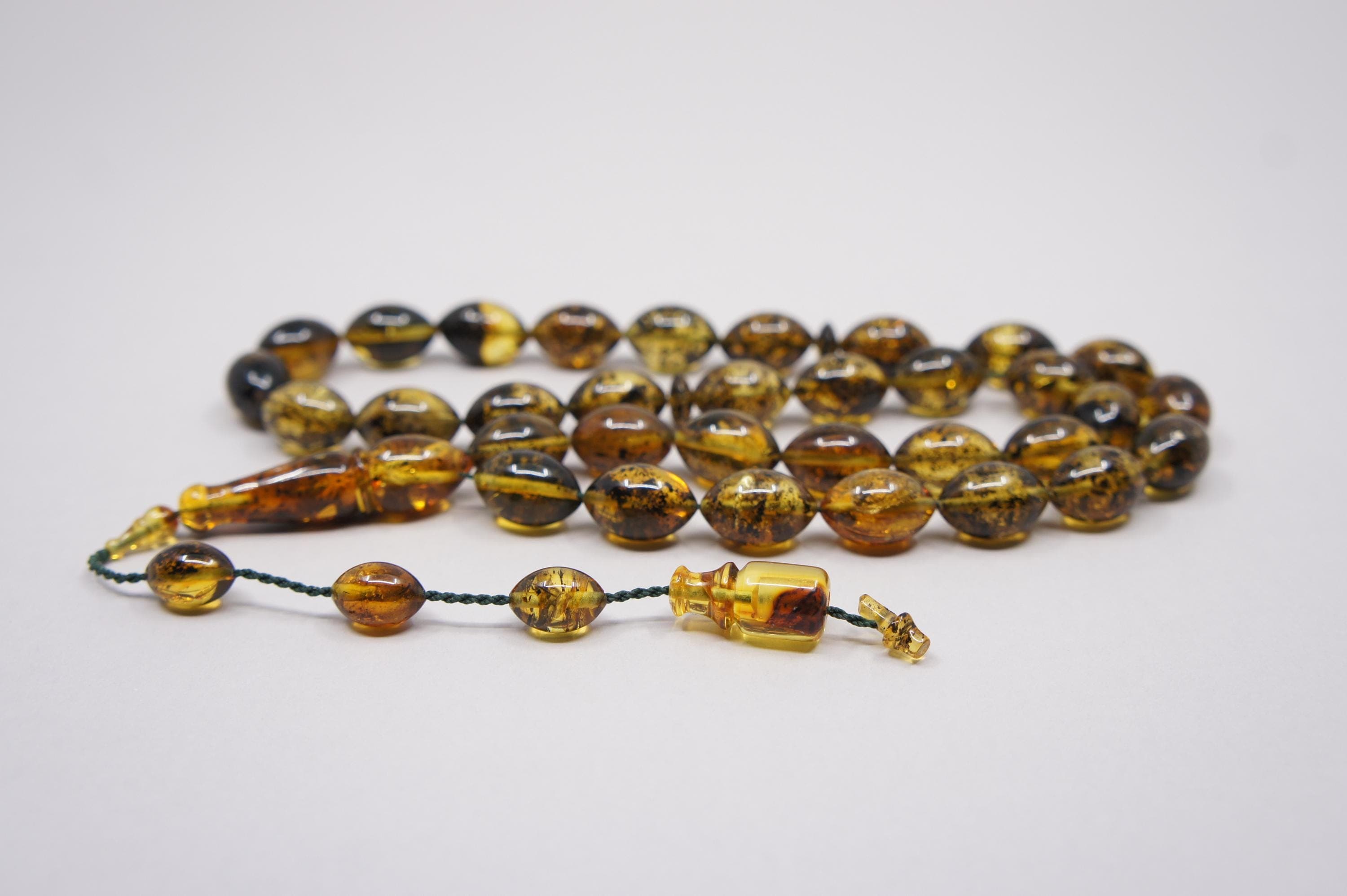 Islamic Baltic Amber Prayer 33 Olive Beads, Muslim Tasbih Misbaha, Handmade Rosary #2309 - image 3
