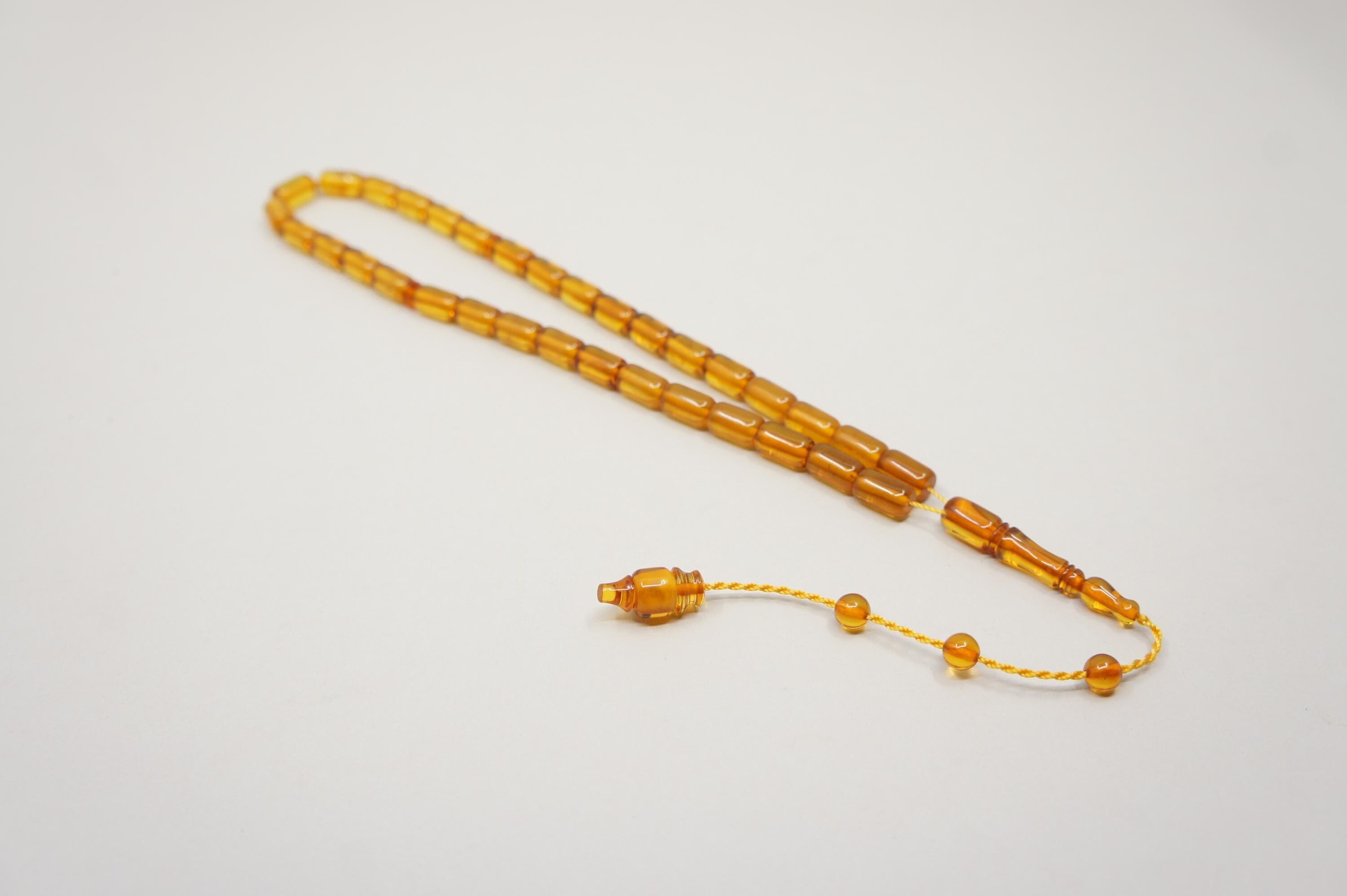 Islamic Natural Baltic Amber Prayer 33 Capsule Beads, Muslim Tasbih Misbaha Handmade Rosary #1838 - image 4