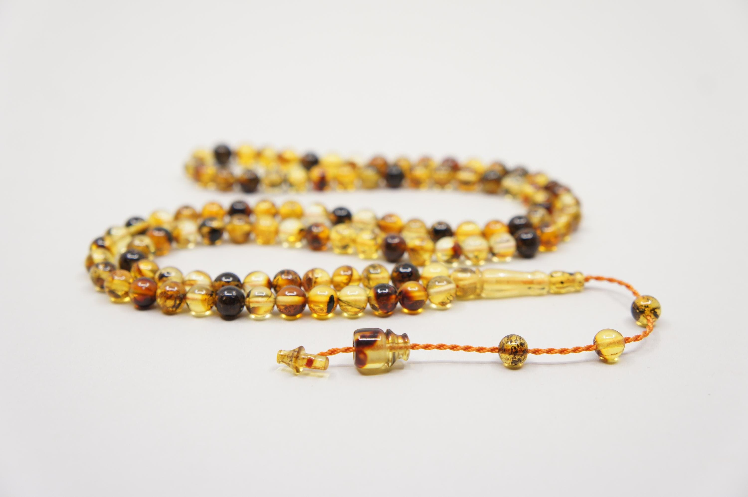 Islamic Natural Baltic Amber Prayer 99 Beads, Muslim Tasbih Misbaha, Handmade Amber Rosary #1824 - image 3