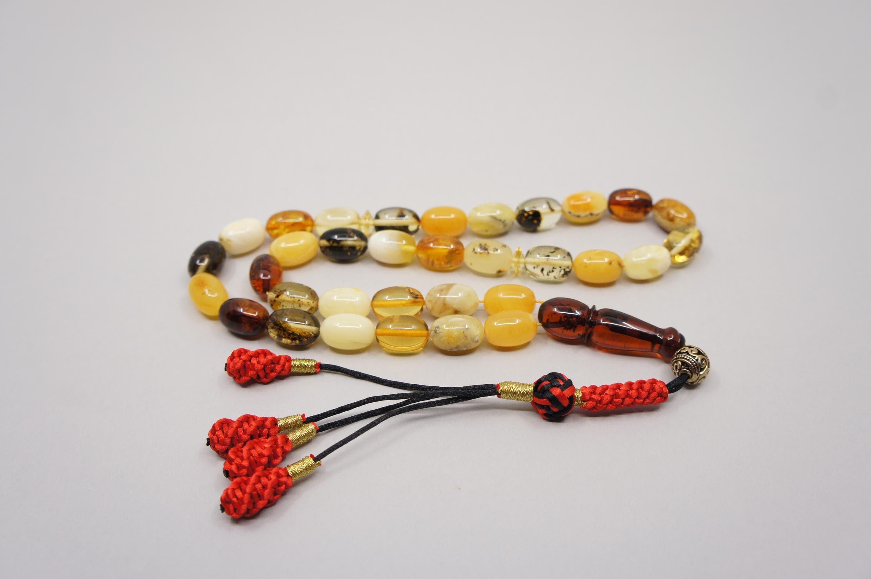 Islamic Natural Baltic Amber Prayer 33 Oval Beads, Muslim Tasbih Misbaha, Handmade Rosary #1996 - image 3