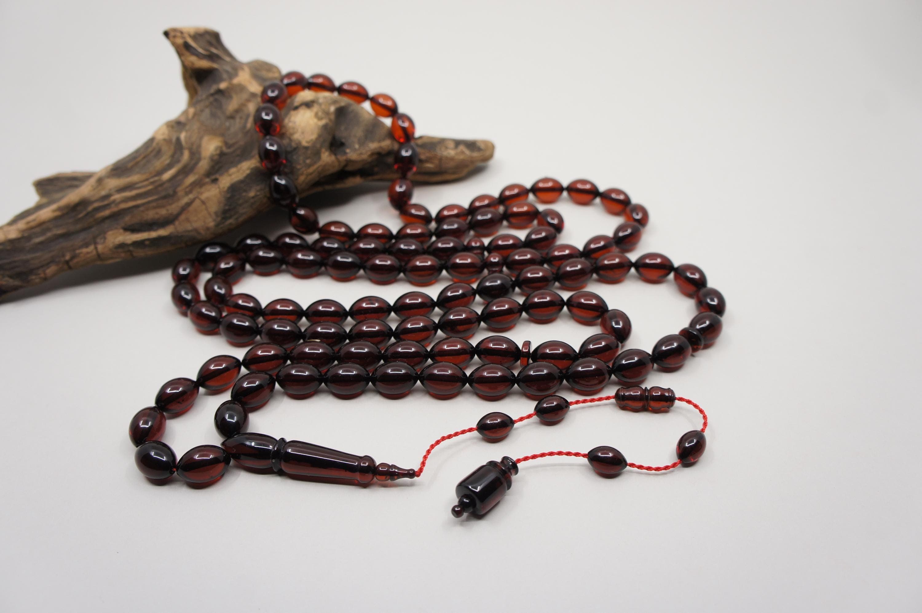 Islamic Natural Baltic Amber Prayer 99 Olive Beads, Muslim Tasbih Misbaha, Handmade Rosary #1986