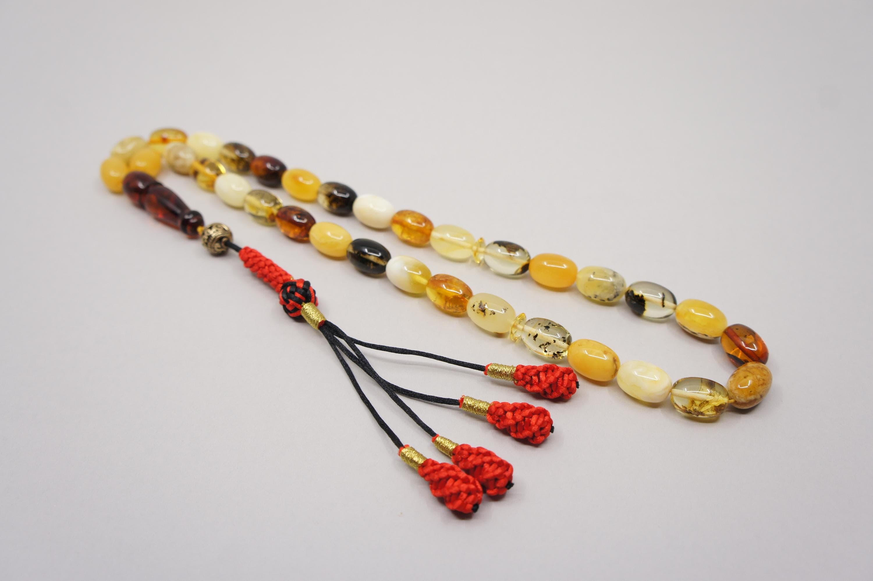 Islamic Natural Baltic Amber Prayer 33 Oval Beads, Muslim Tasbih Misbaha, Handmade Rosary #1996 - image 4