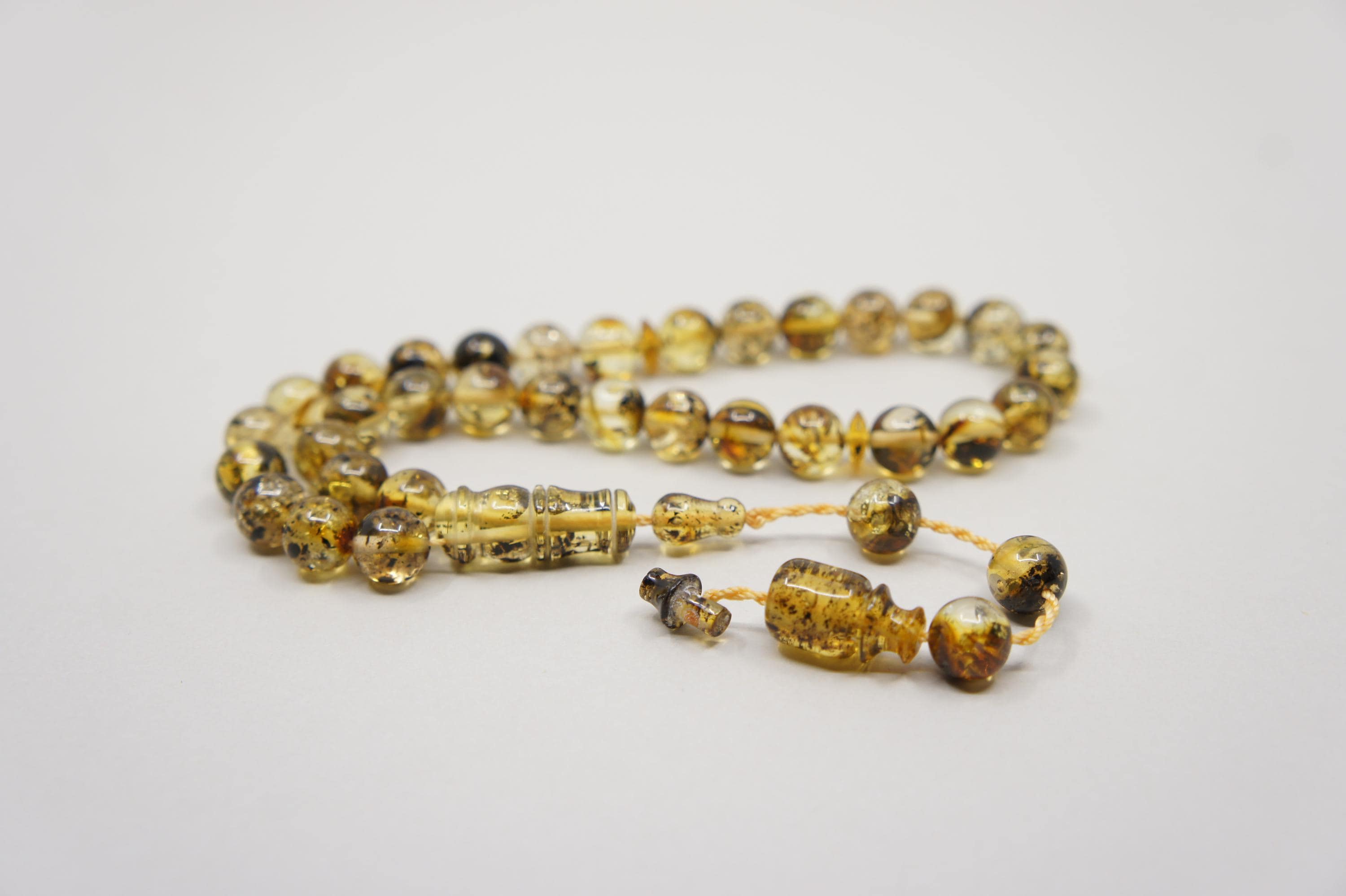Islamic Natural Baltic Amber Prayer 33 Round Beads, Muslim Tasbih Misbaha, Handmade Rosary #1748 - image 3