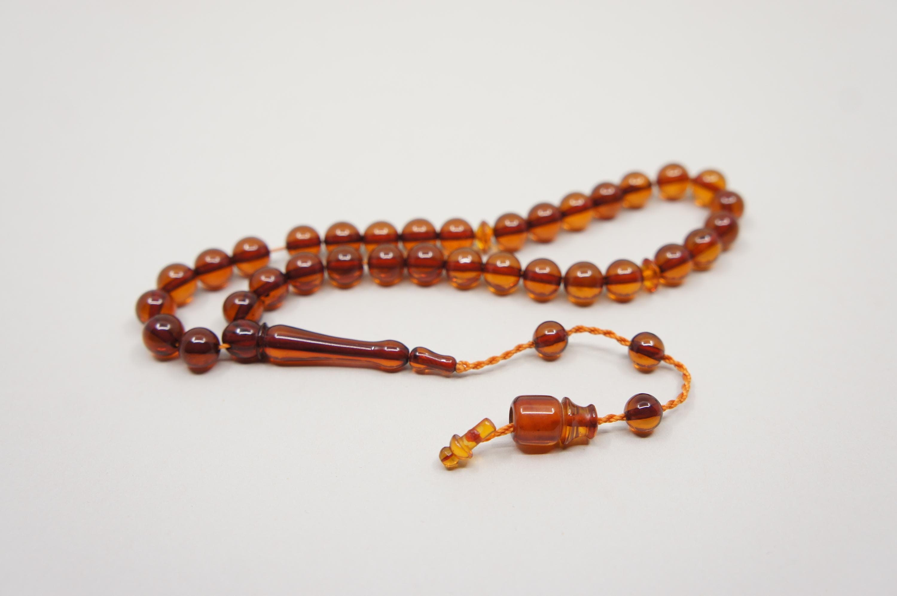 Islamic Natural Baltic Amber Prayer 33 Round Beads, Muslim Tasbih Misbaha, Handmade #2121 - image 3