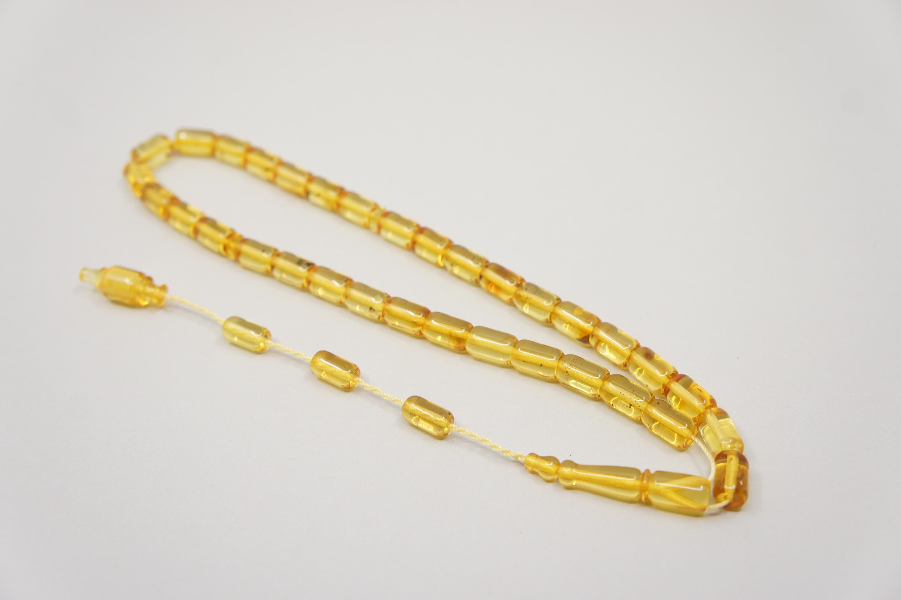 Islamic Natural Baltic Amber Prayer 33 Capsule Beads, Muslim Tasbih Misbaha, Handmade Rosary #2161 - image 5