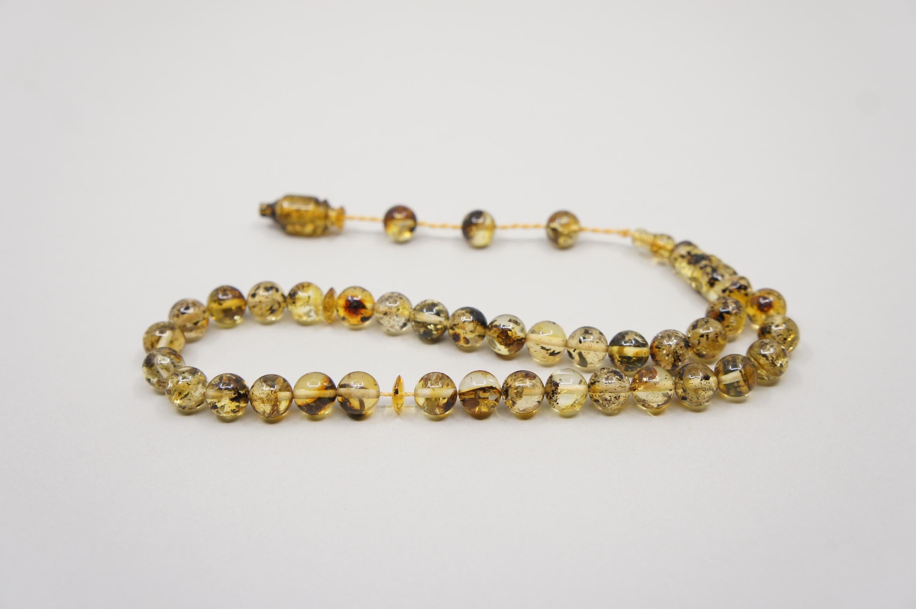 Islamic Natural Baltic Amber Prayer 33 Round Beads, Muslim Tasbih Misbaha, Handmade Rosary #1748 - image 5