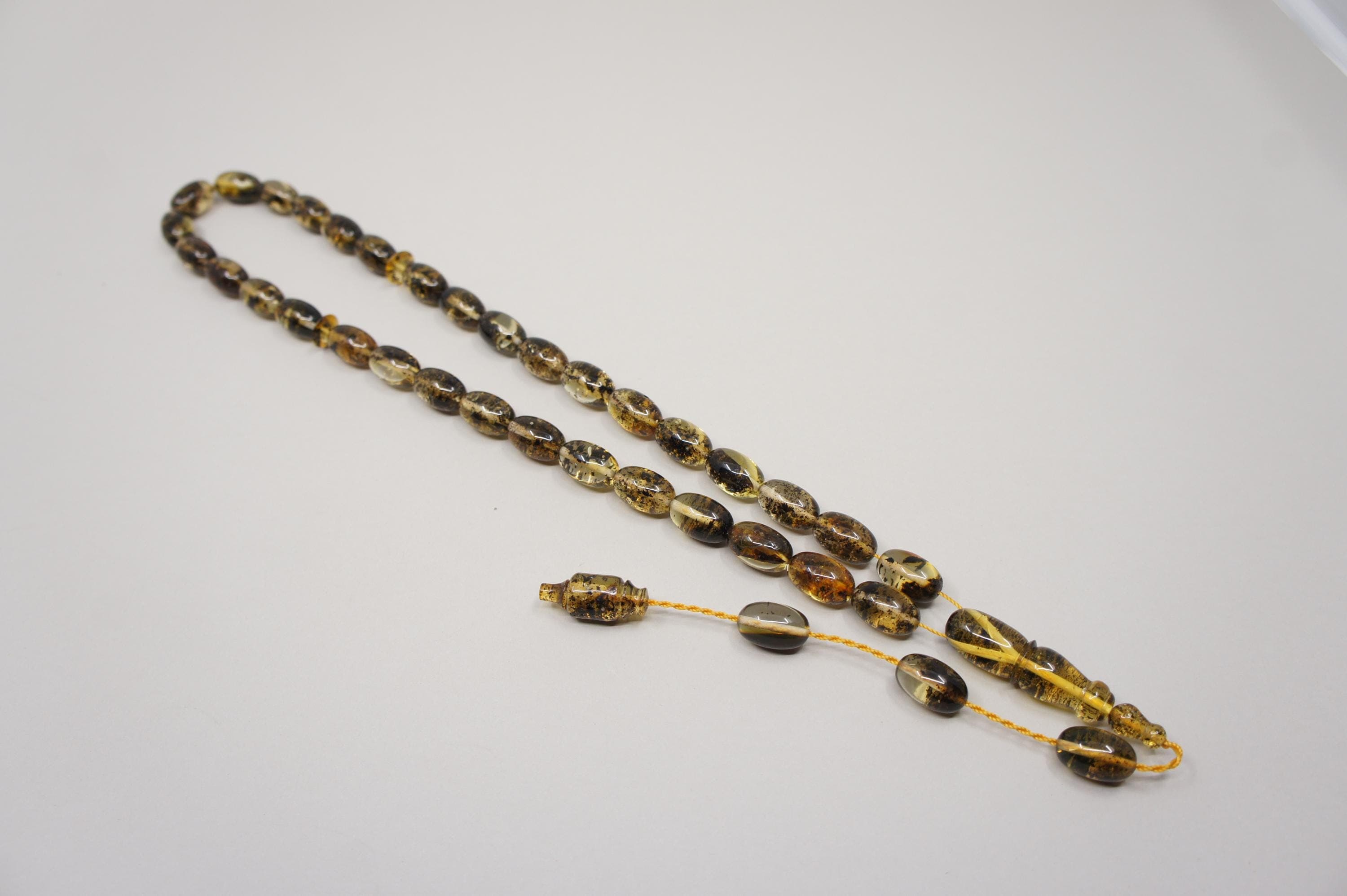 Islamic Natural Baltic Amber Prayer 33 Olive Beads, Muslim Tasbih Misbaha, Handmade Rosary #1786 - image 3