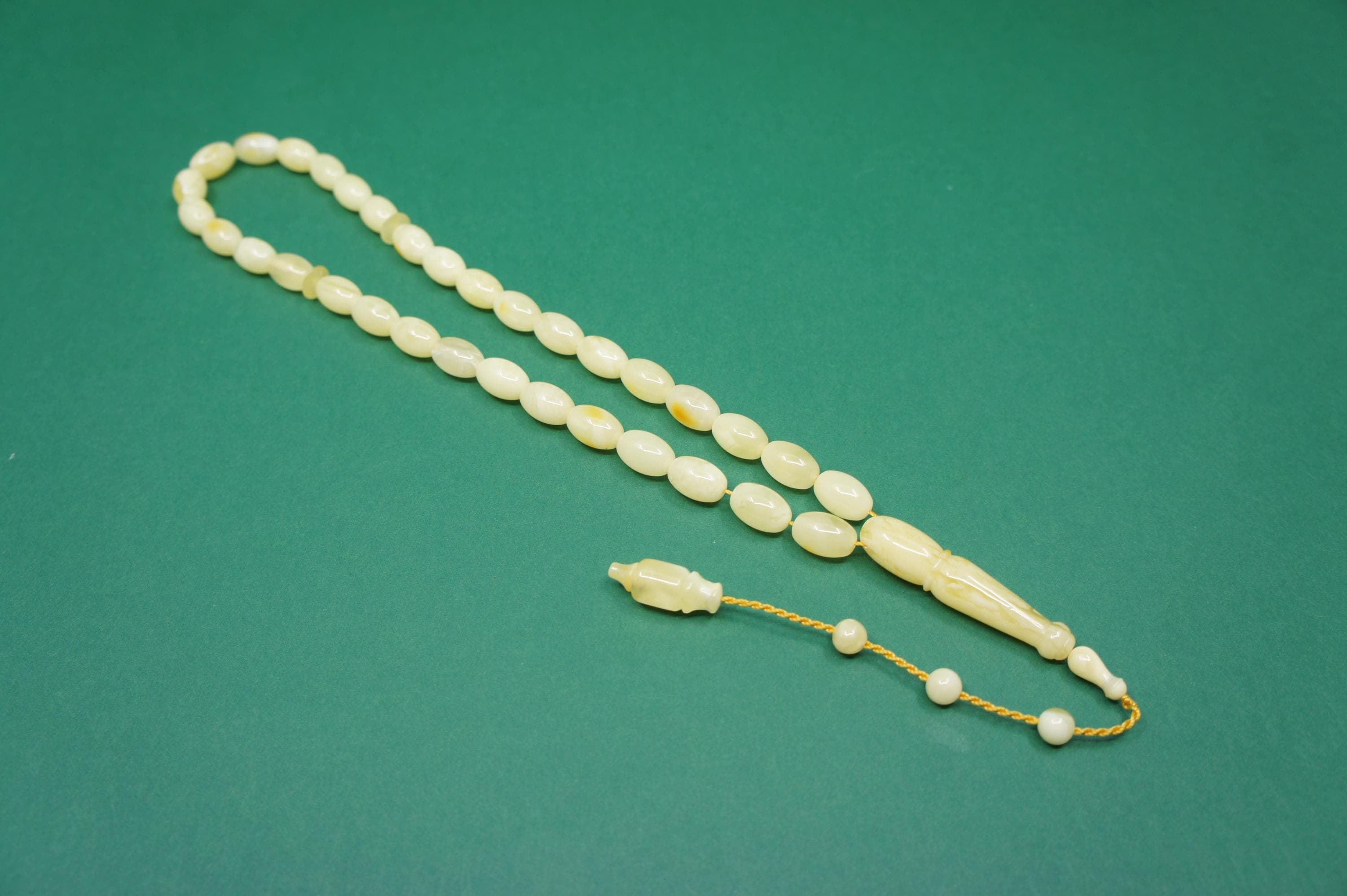 Handmade Baltic Amber Prayer 33 Barrel Beads, Islamic Muslim Tasbih Misbaha Rosary #2344 - image 4