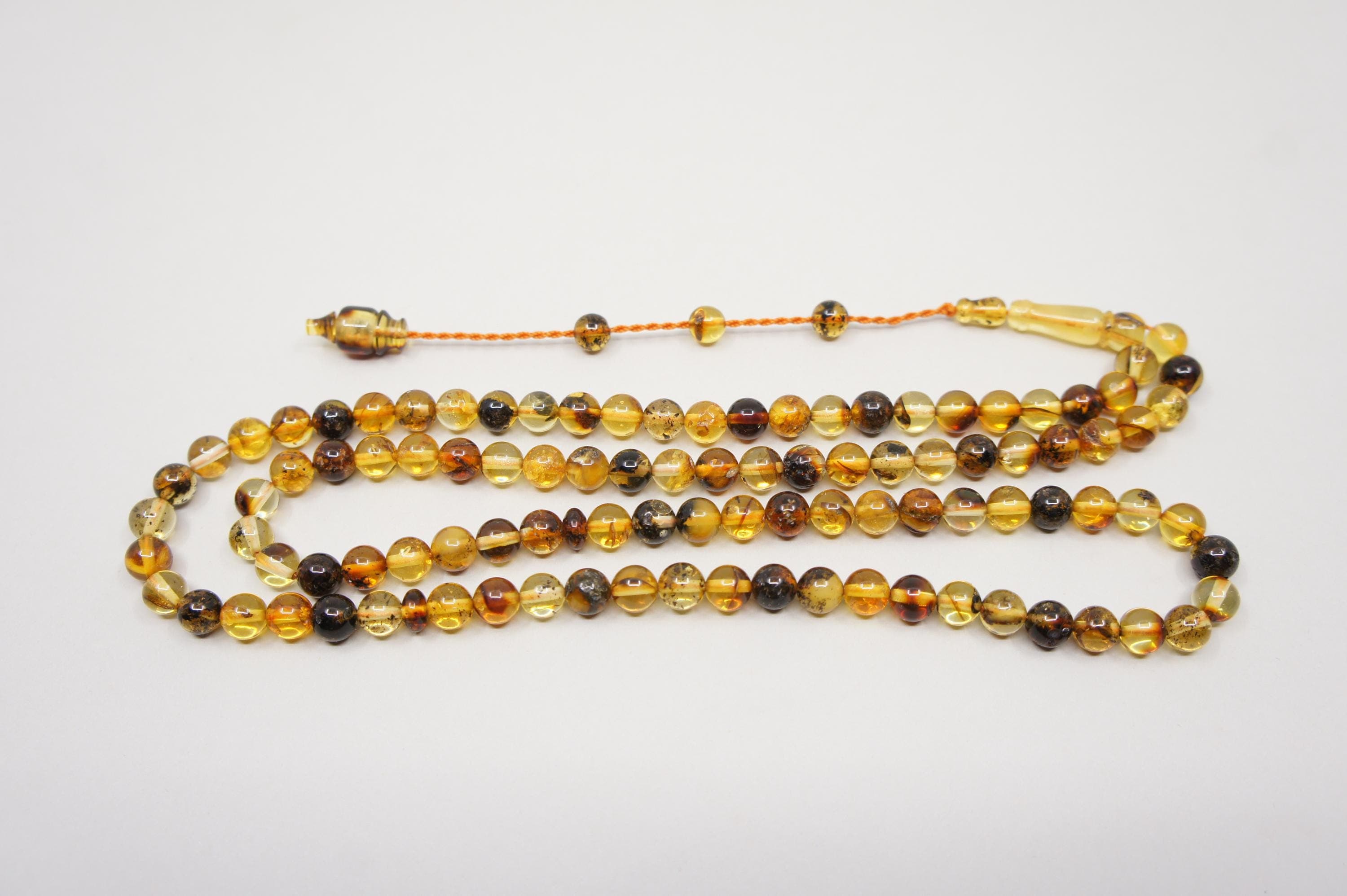 Islamic Natural Baltic Amber Prayer 99 Beads, Muslim Tasbih Misbaha, Handmade Amber Rosary #1824 - image 4
