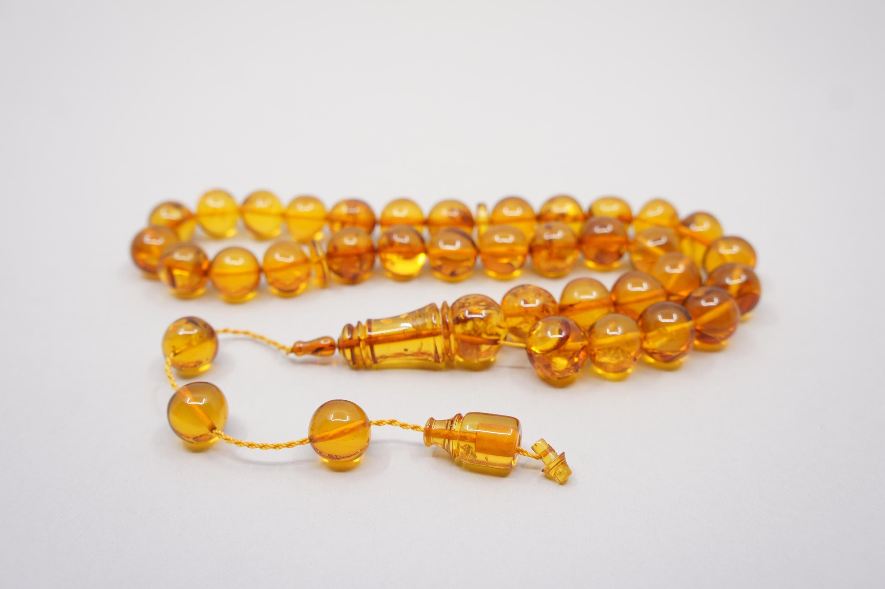 Islamic Natural Baltic Amber Prayer 33 Round Beads, Muslim Tasbih Misbaha Rosary, Handmade #2015 - image 3