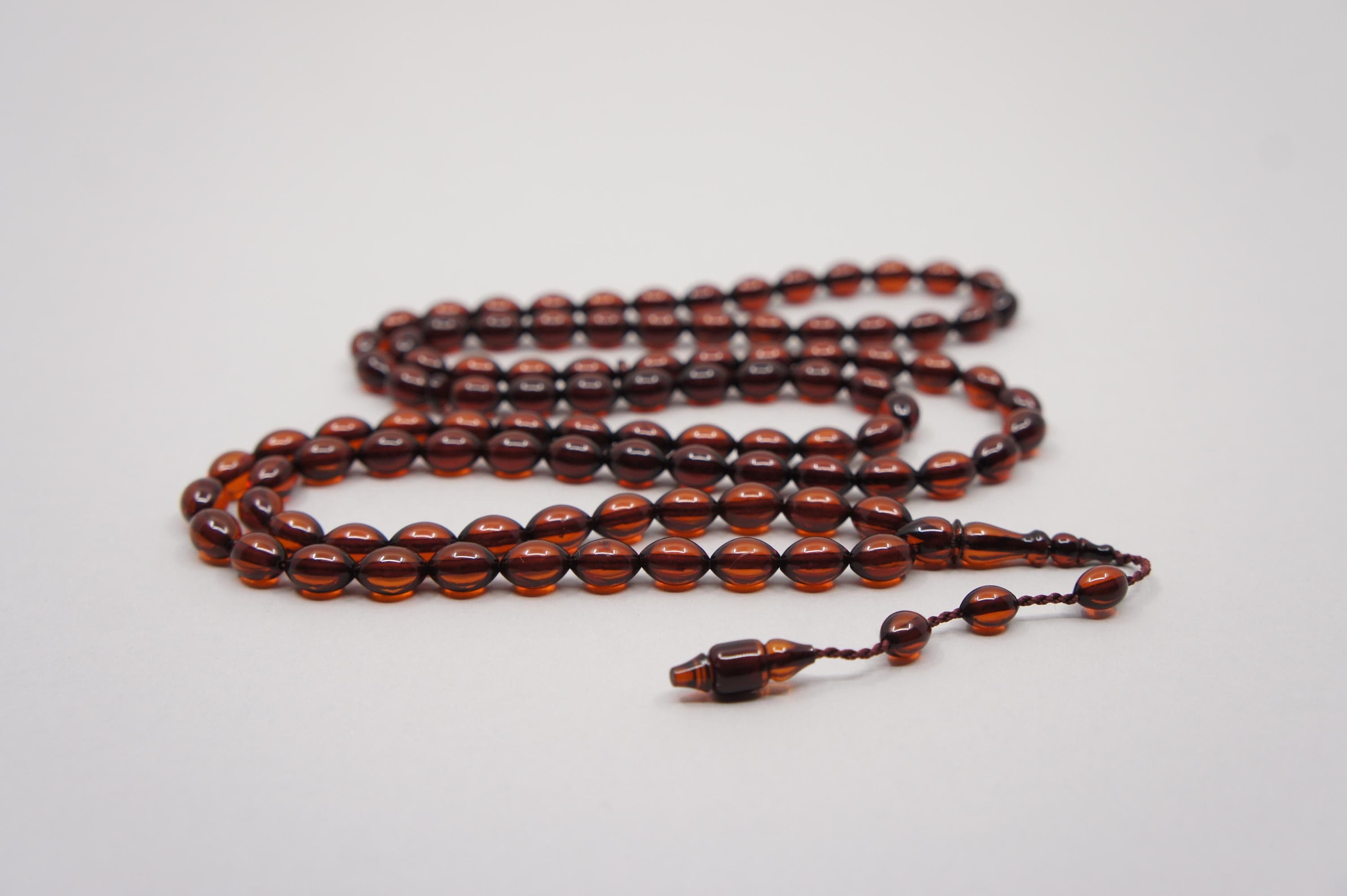 Islamic Baltic Amber Prayer 99 Olive Beads, Muslim Tasbih Misbaha, Handmade Rosary #2374 - image 4