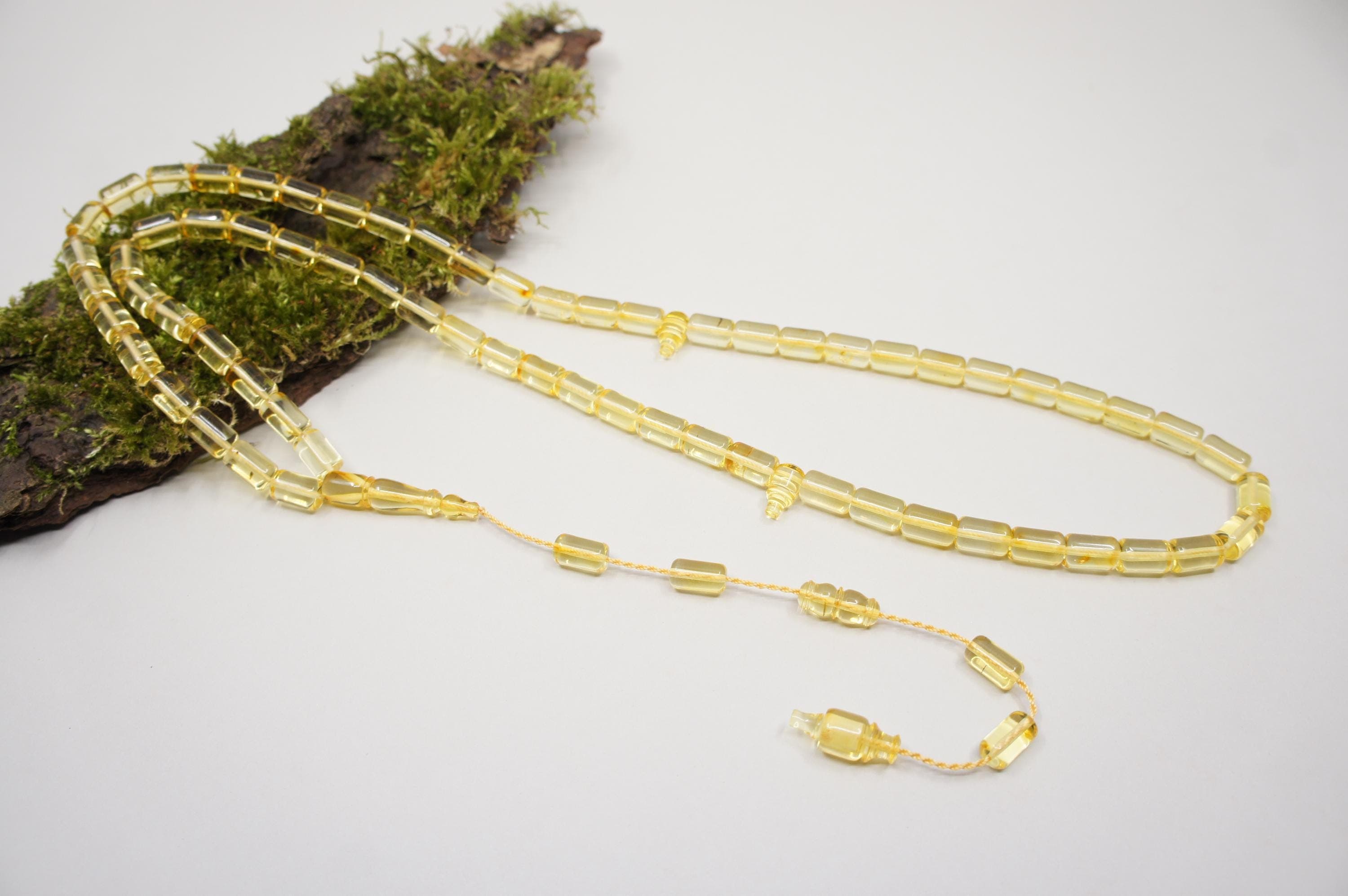 Islamic Baltic Amber Prayer 66 Capsule Beads, Muslim Tasbih Misbaha Rosary, Handmade #2523 - image 4