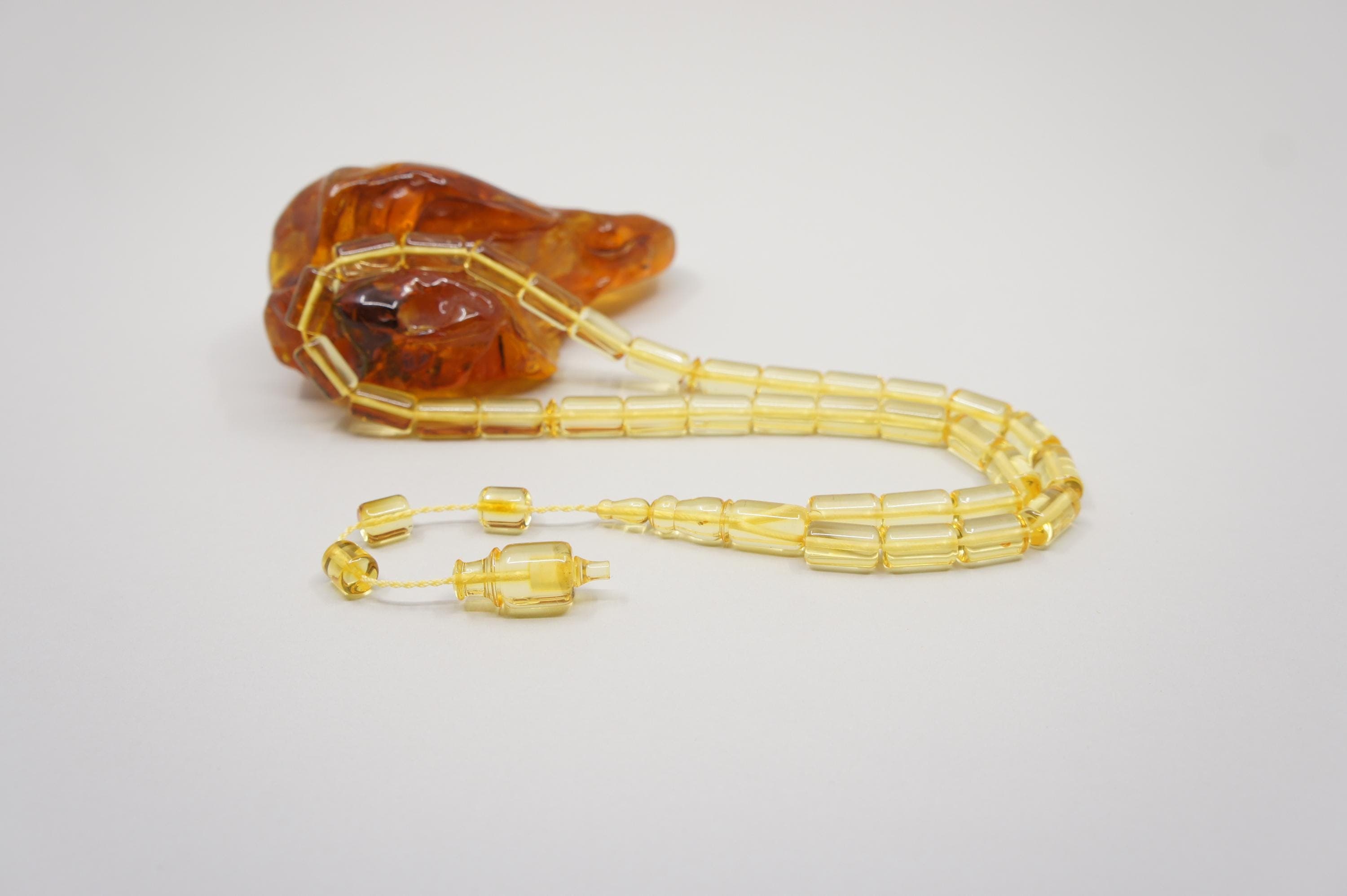 Islamic Natural Baltic Amber Prayer 33 Capsule Beads: Muslim Tasbih Misbaha Rosary, Handmade #2270 - image 3