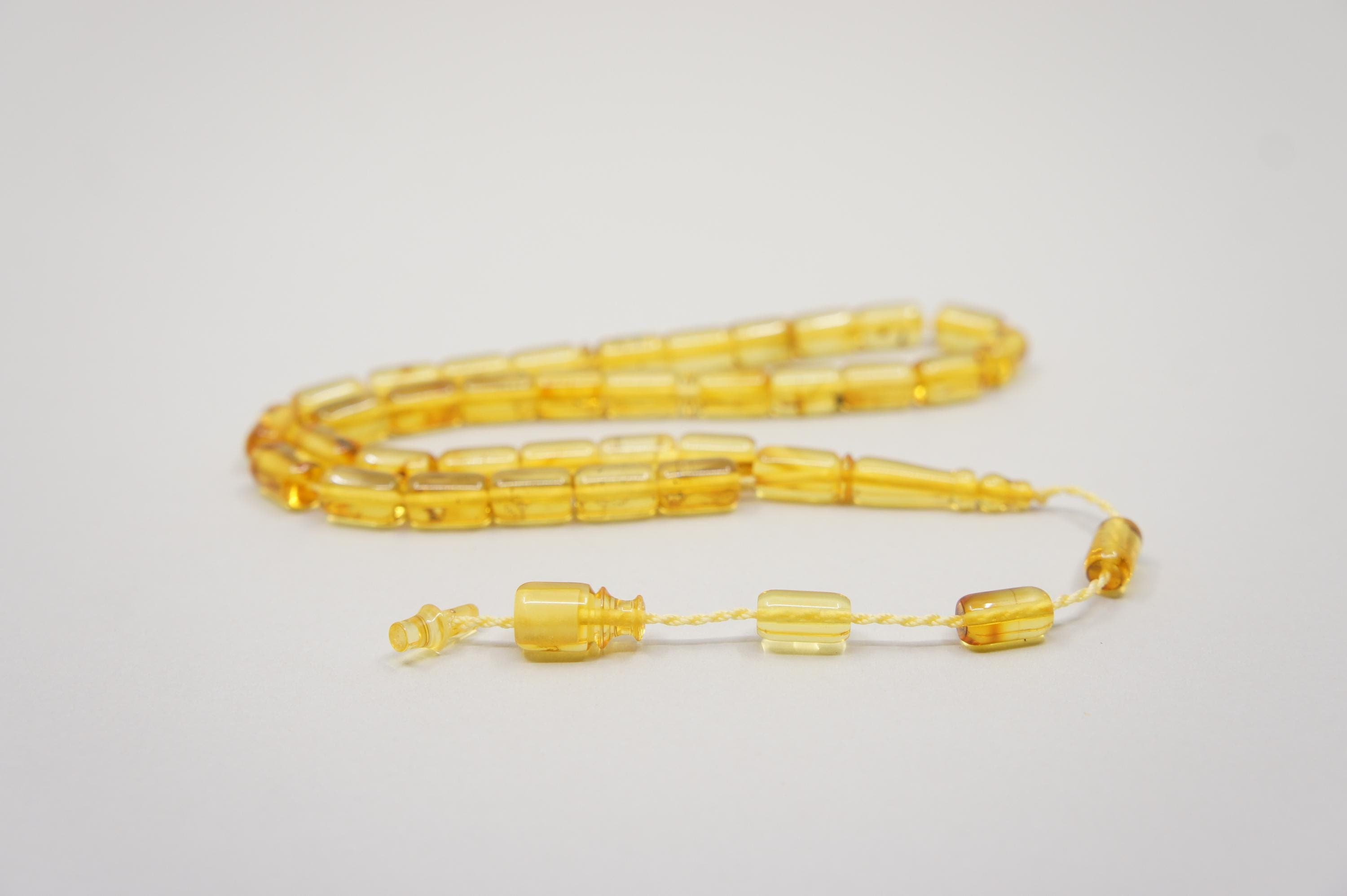 Islamic Natural Baltic Amber Prayer 33 Capsule Beads, Muslim Tasbih Misbaha, Handmade Rosary #2161 - image 3