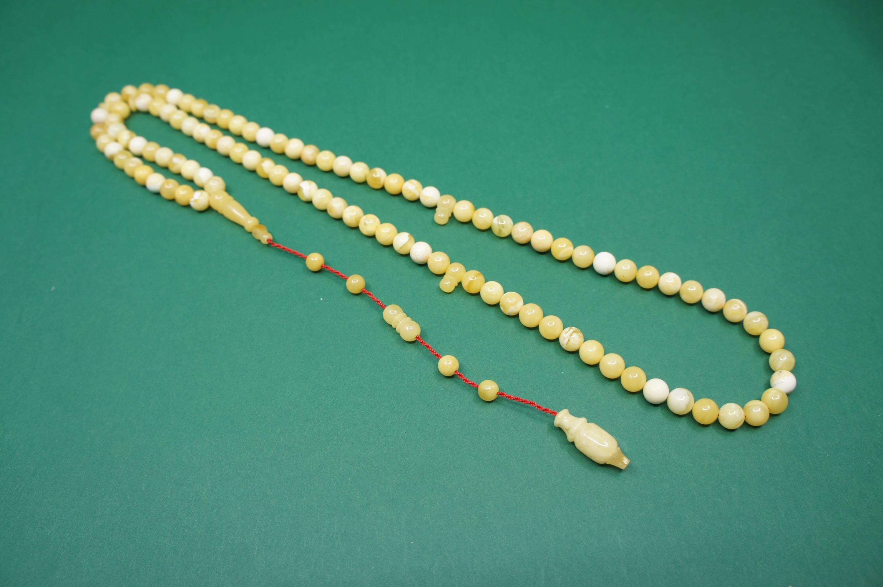 Islamic Natural Baltic Amber Prayer 99 Round Beads, Handmade, Muslim Tasbih Misbaha Rosary #2053 - image 4