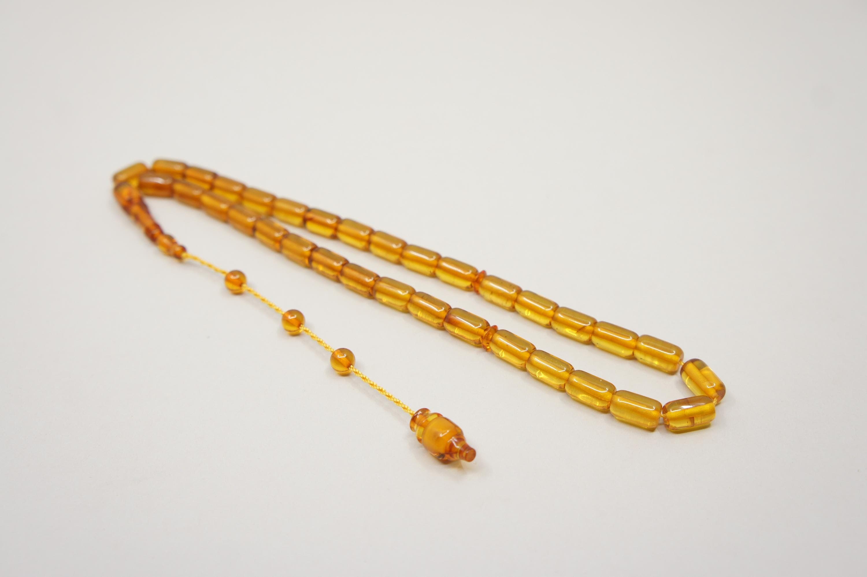 Islamic Natural Baltic Amber Prayer 33 Capsule Beads, Muslim Tasbih Misbaha Handmade Rosary #1838 - image 5