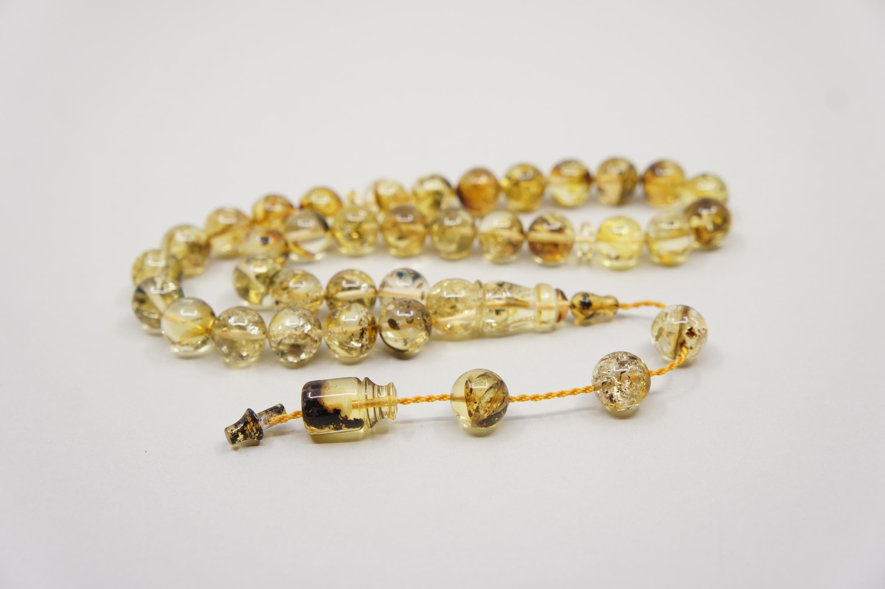 Islamic Natural Baltic Amber Prayer 33 Round Beads, Muslim Tasbih Misbaha, Handmade Rosary #1749 - image 3