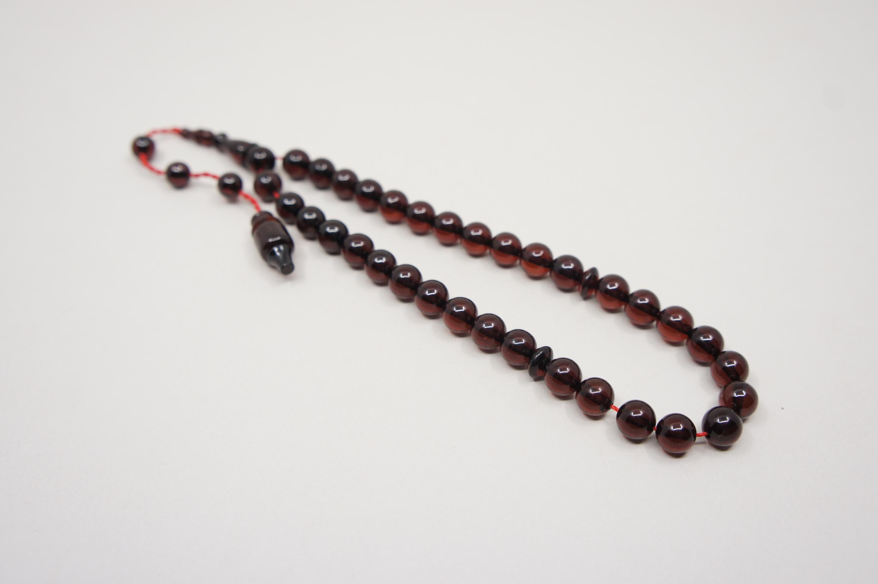 Islamic Natural Baltic Amber Prayer 33 Round Beads, Muslim Tasbih Misbaha, Handmade Rosary #2048 - image 5