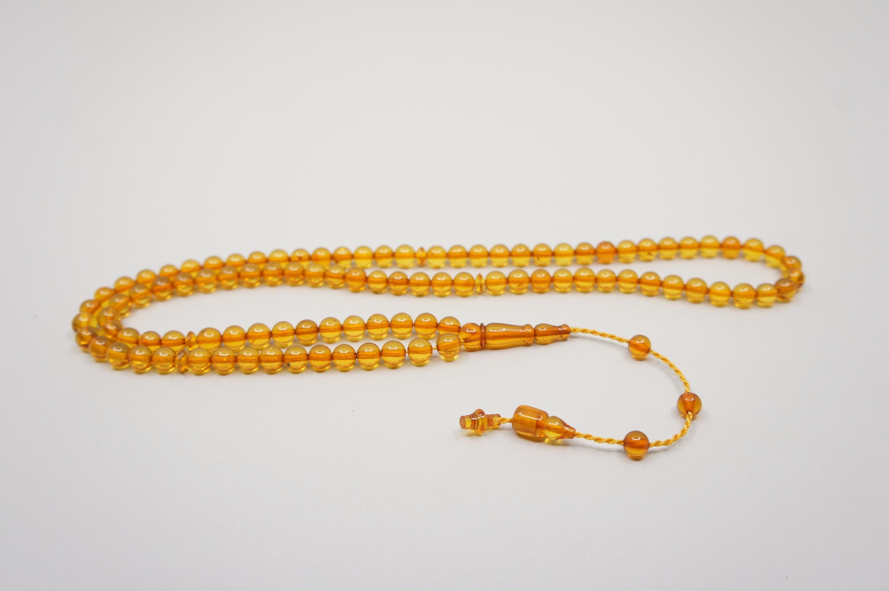 Islamic Natural Baltic Amber Prayer 99 Round Beads, Handmade Muslim Tasbih Misbaha Rosary #2376 - image 4