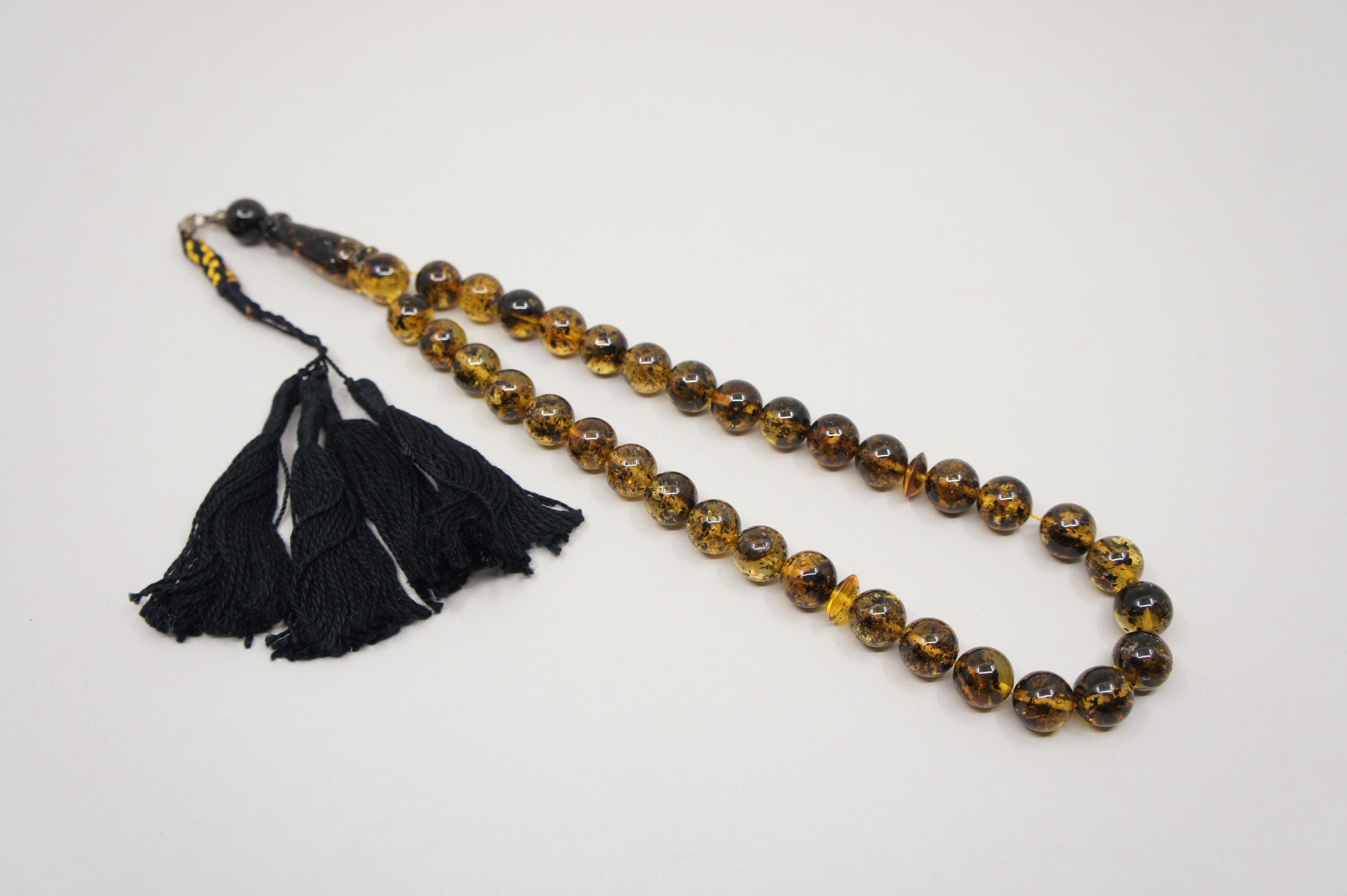 Islamic Baltic Inclusion Amber Prayer 33 Round Beads, Muslim Tasbih Misbaha, Handmade Rosary #2308 - image 4