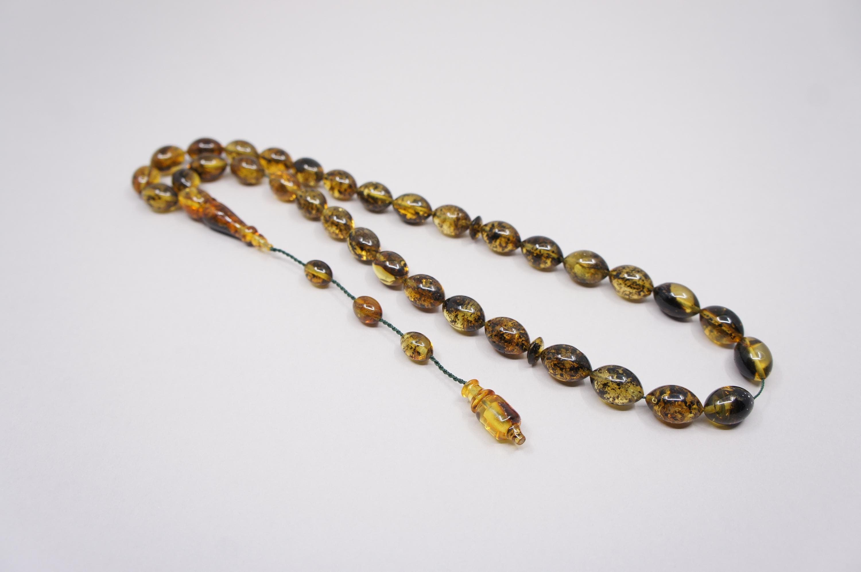Islamic Baltic Amber Prayer 33 Olive Beads, Muslim Tasbih Misbaha, Handmade Rosary #2309 - image 4