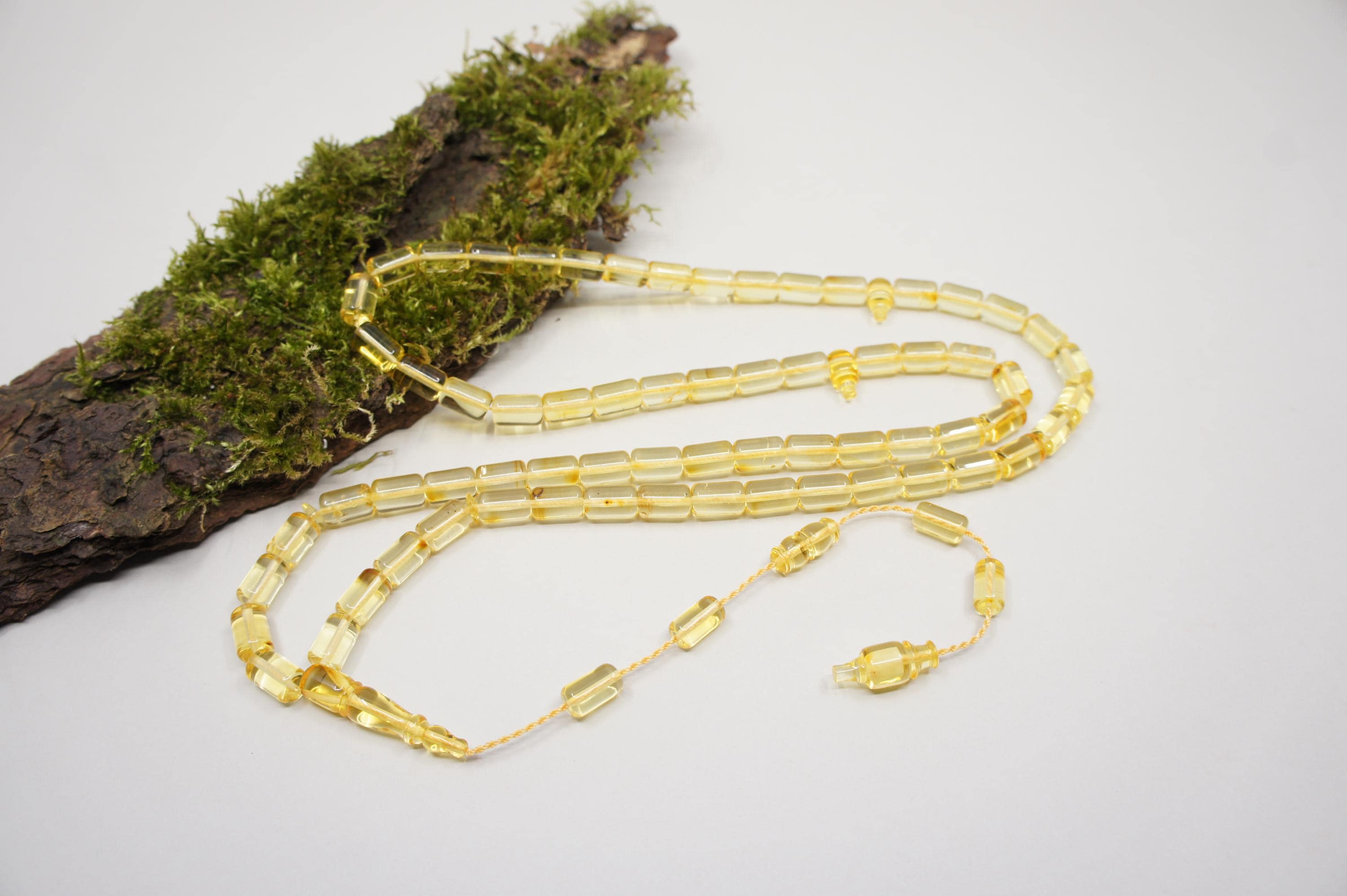 Islamic Baltic Amber Prayer 66 Capsule Beads,  Muslim Tasbih Misbaha Rosary, Handmade #2523